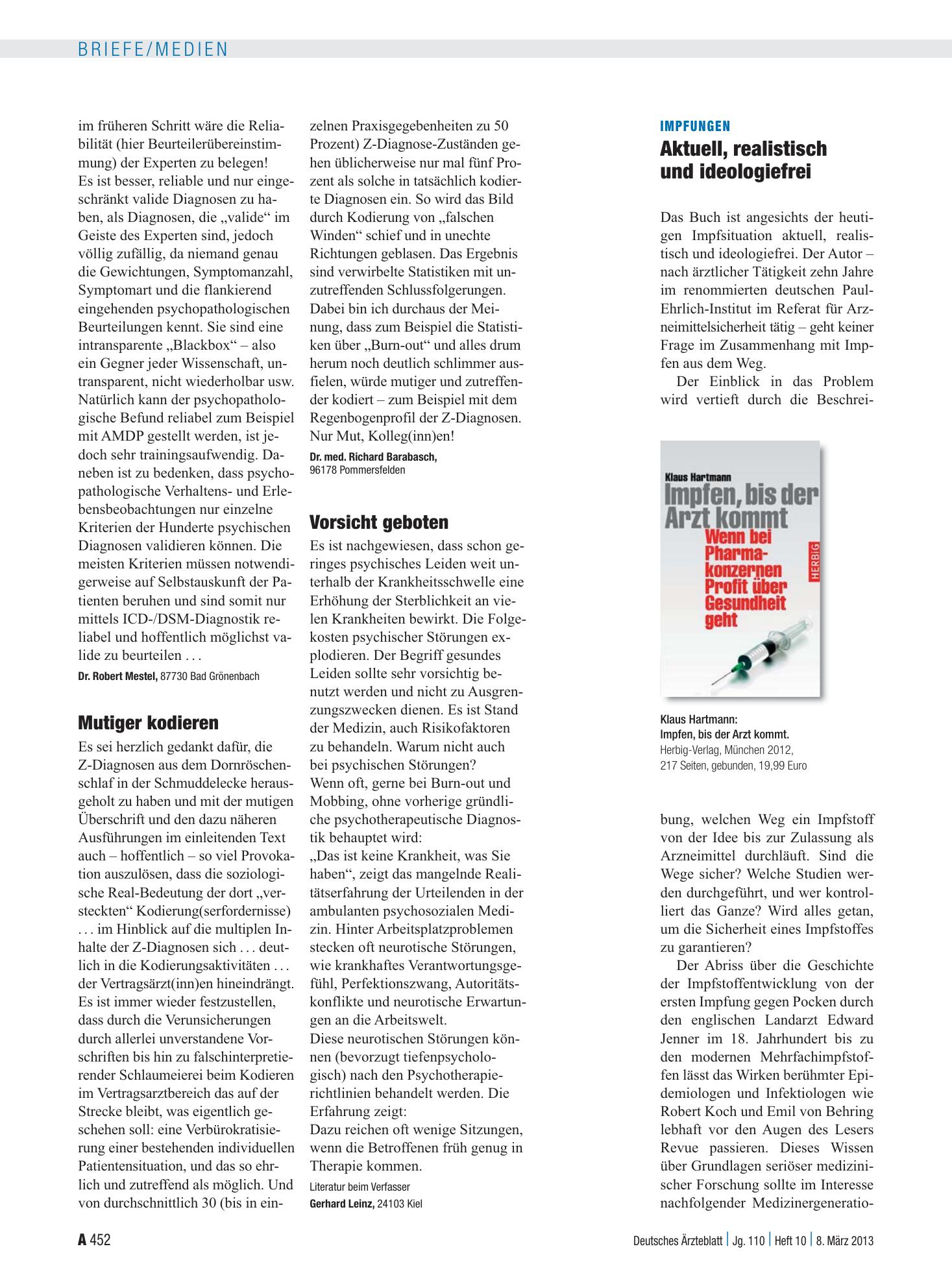 Vorschauseite 1: Gesundes Leiden: Vorsicht geboten – Deutsches Ärzteblatt