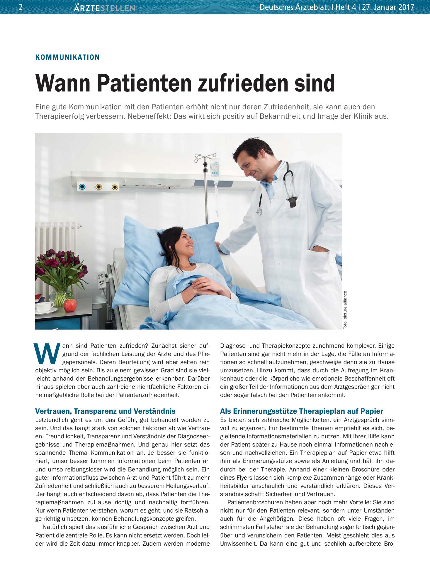 Vorschauseite 1: Kommunikation: Wann Patienten zufrieden sind – Deutsches Ärzteblatt