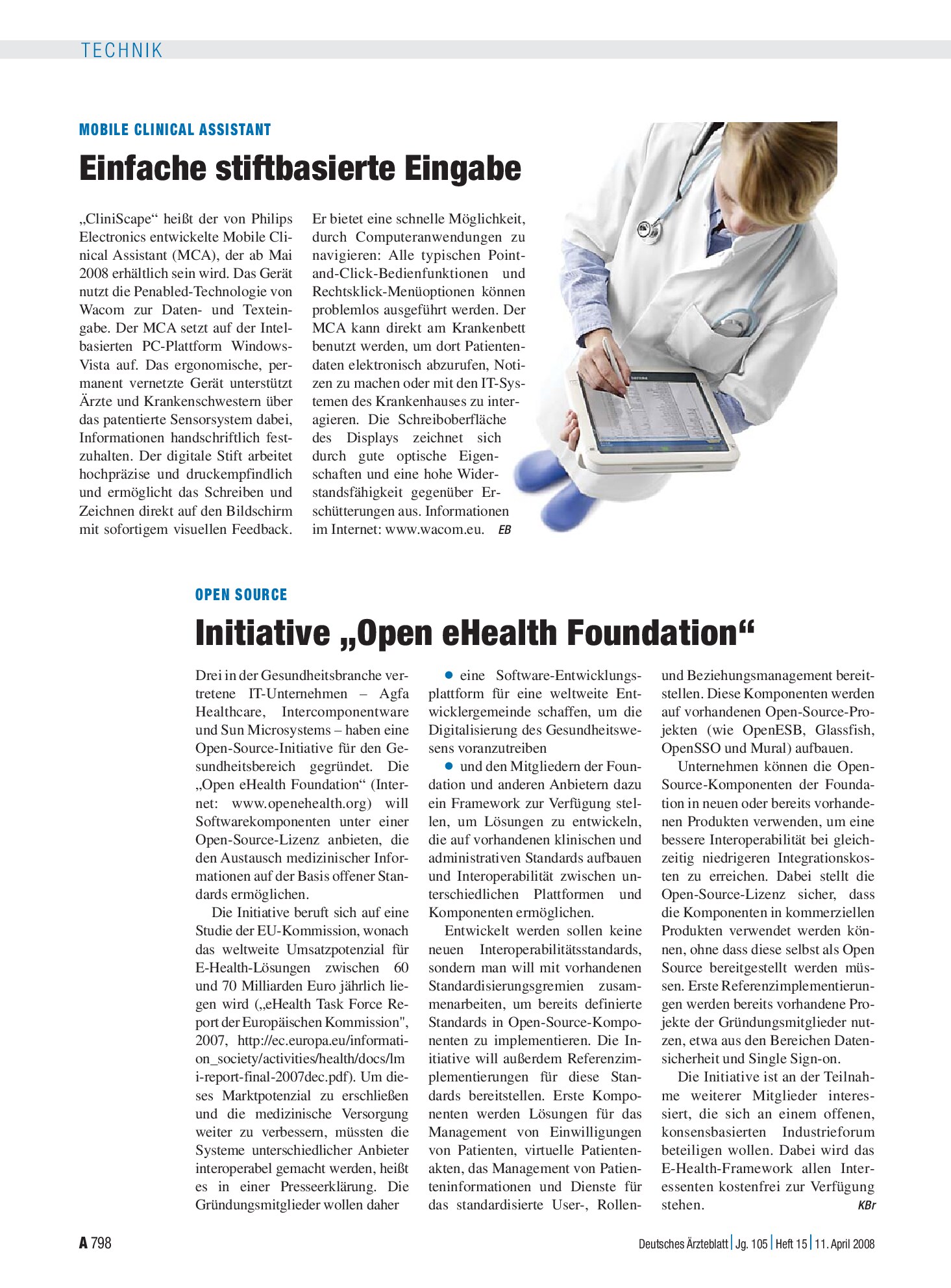 Vorschauseite 1: Open Source: Initiative „Open eHealth Foundation“ – Deutsches Ärzteblatt