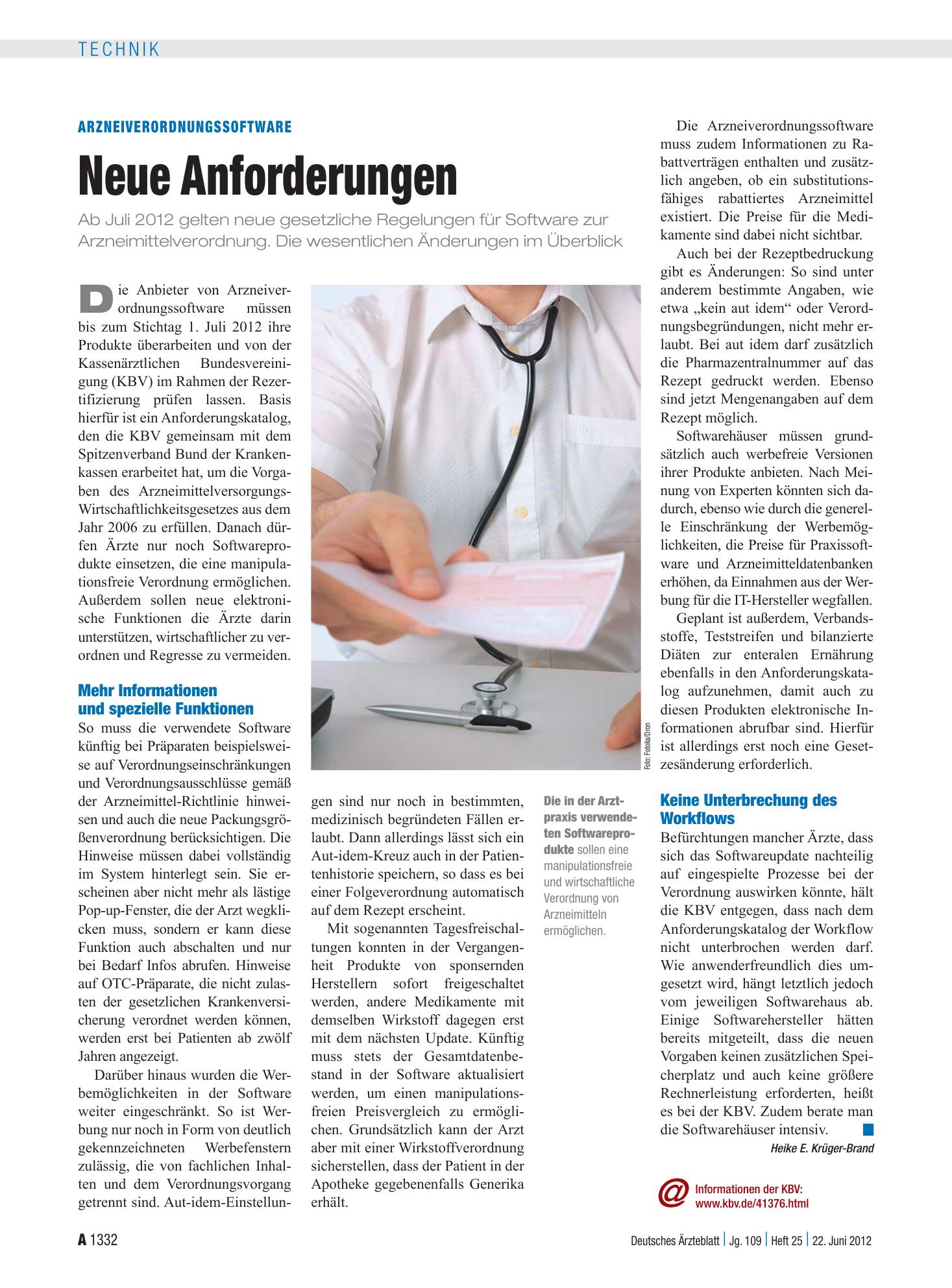 Vorschauseite 1: Arzneiverordnungssoftware: Neue Anforderungen – Deutsches Ärzteblatt