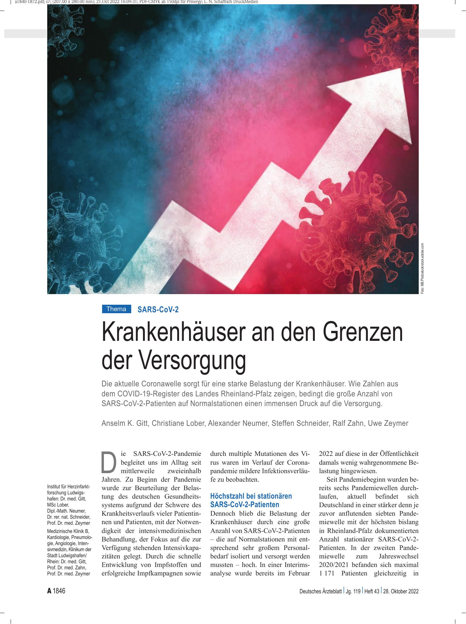 Vorschauseite 1: SARS-CoV-2: Krankenhäuser an den Grenzen der Versorgung – Deutsches Ärzteblatt