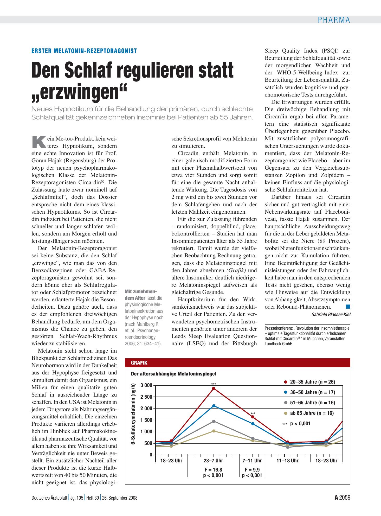 Vorschauseite 1: Erster Melatonin-Rezeptoragonist: Den Schlaf regulieren statt „erzwingen“ – Deutsches Ärzteblatt