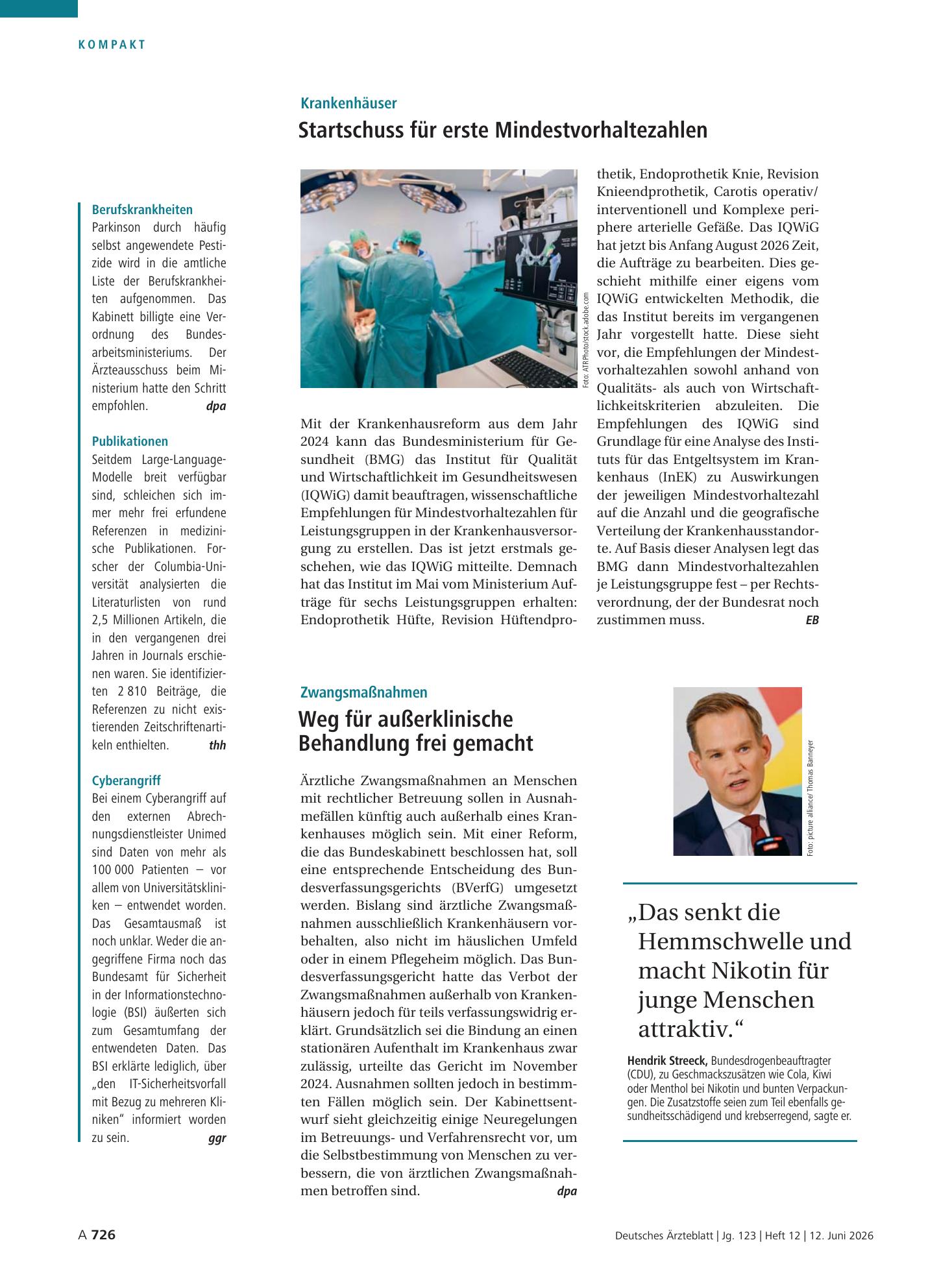 Vorschauseite 1: Zitat Hendrik Streeck – Deutsches Ärzteblatt