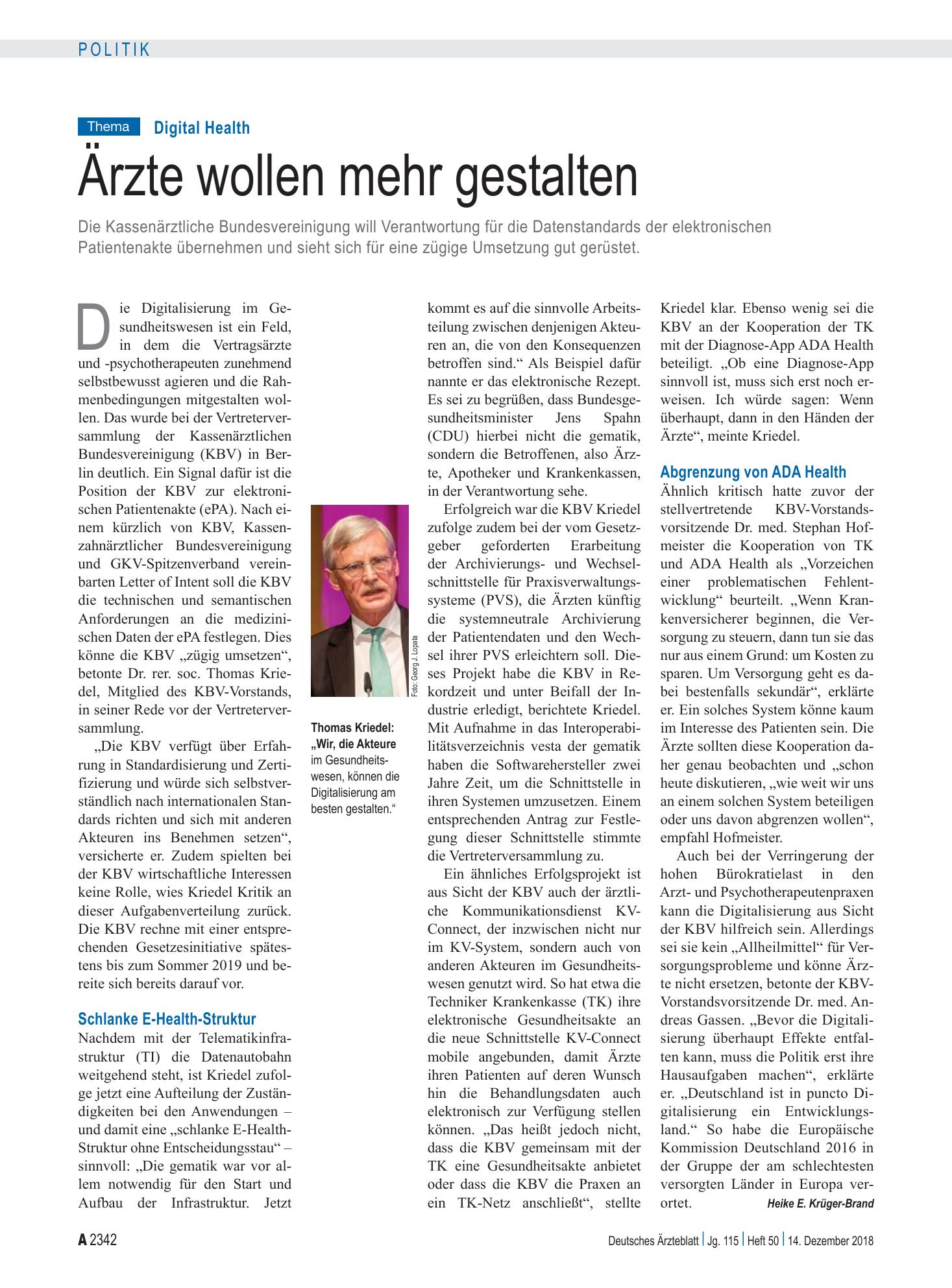 Vorschauseite 1: Digital Health: Ärzte wollen mehr gestalten – Deutsches Ärzteblatt