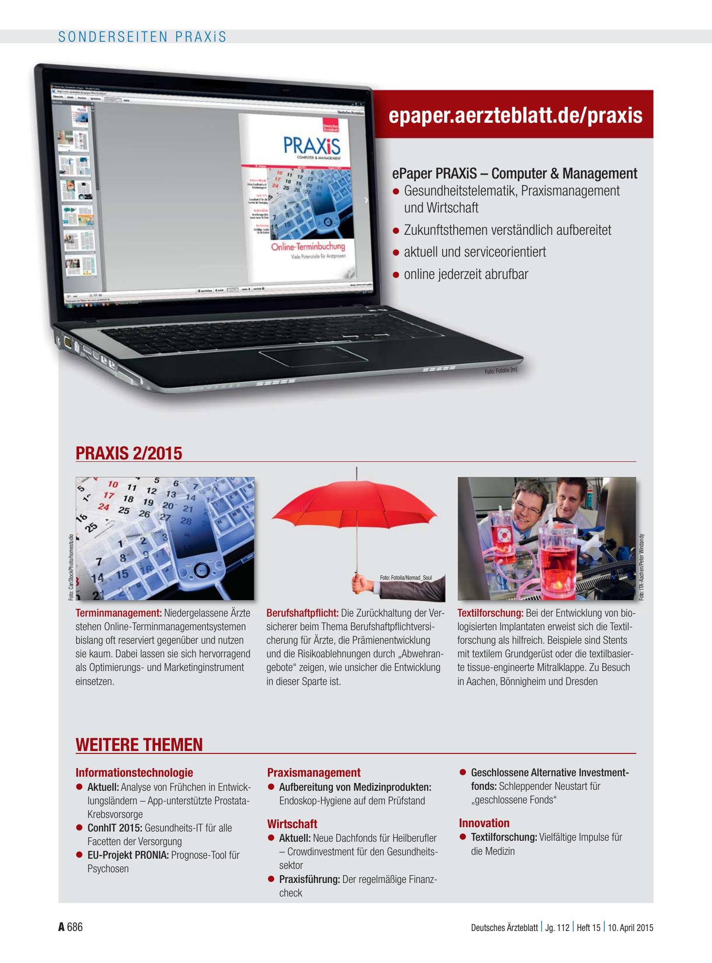 Vorschauseite 1: ePaper PRAXiS – Computer & Management – Deutsches Ärzteblatt