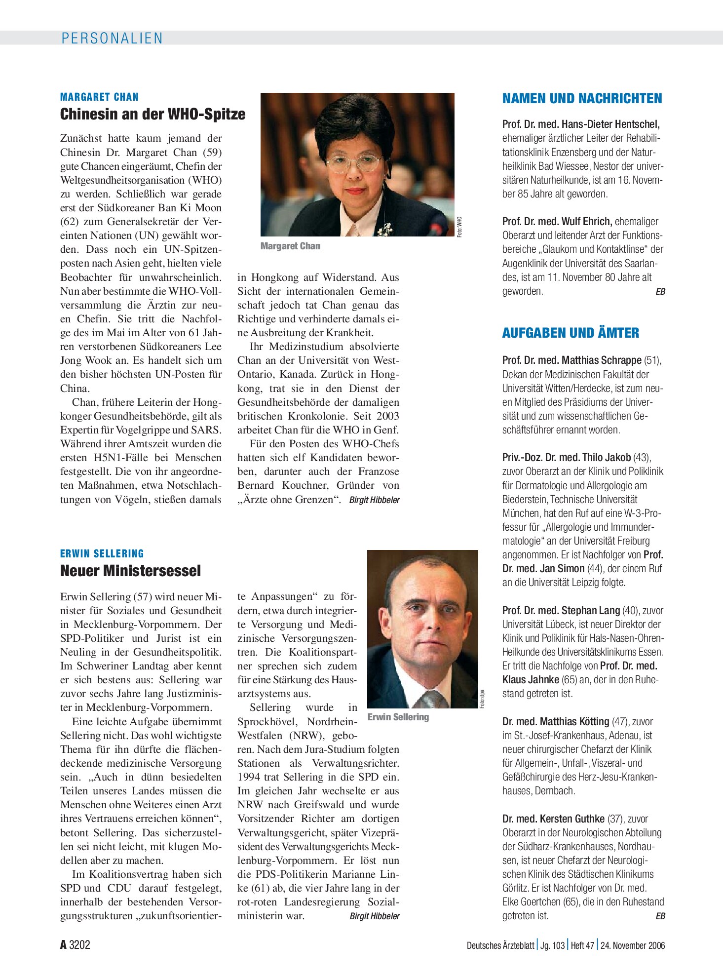 Vorschauseite 1: Aufgaben und Ämter – Deutsches Ärzteblatt