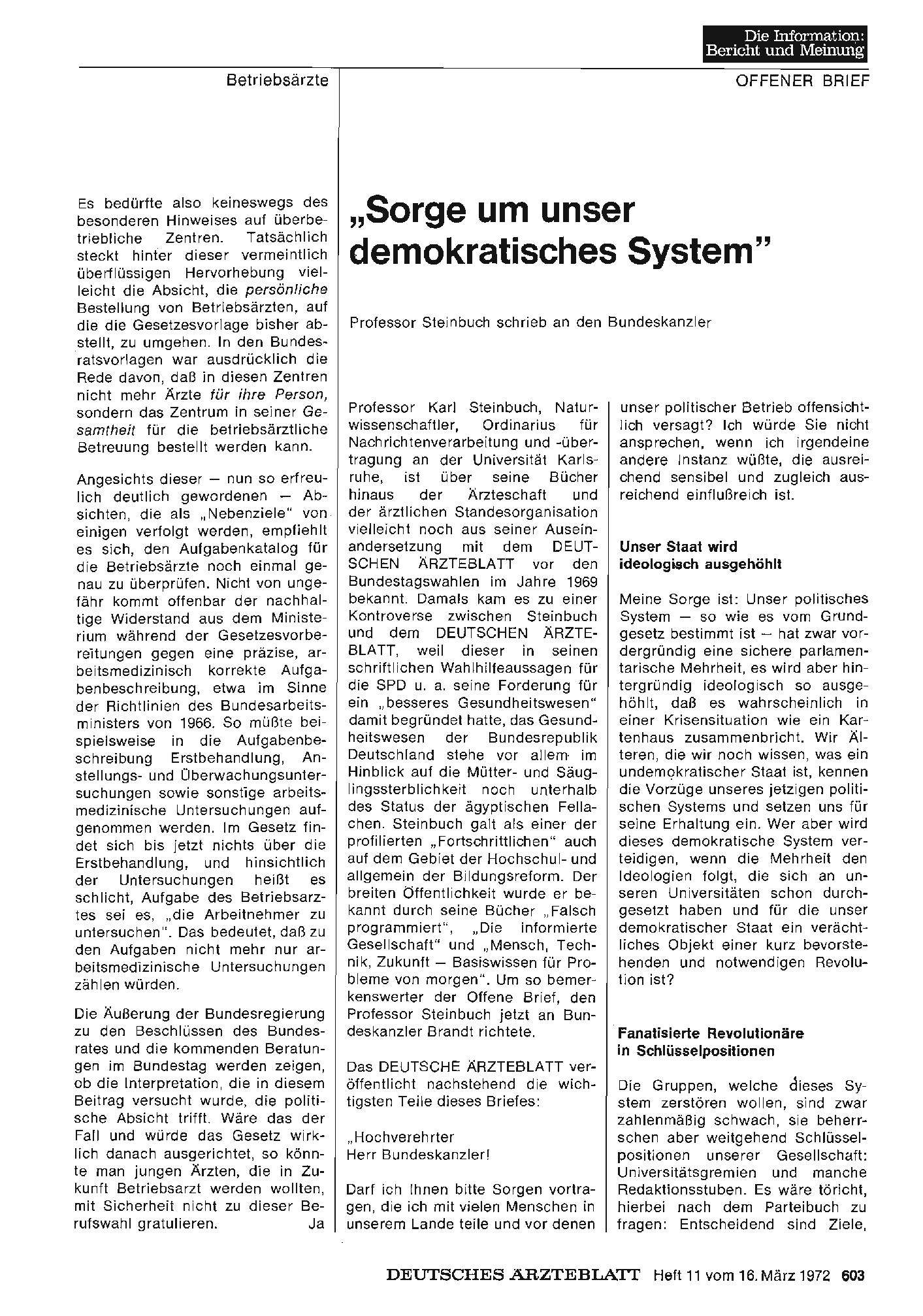 Vorschauseite 1: „Sorge um unser demokratisches System"