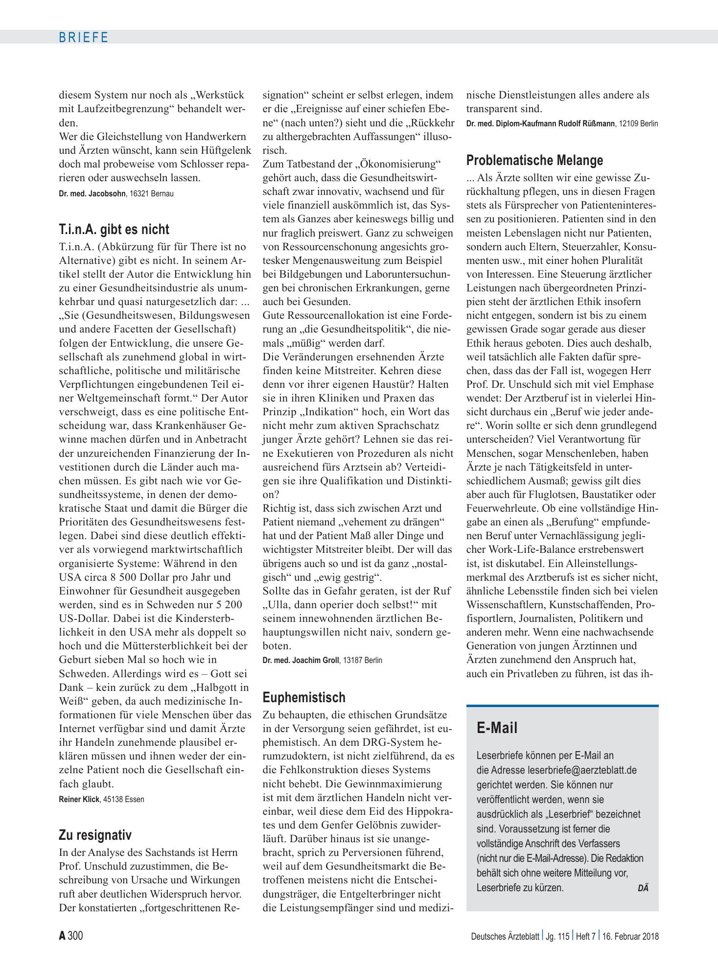 Vorschauseite 1: Ökonomisierung: Euphemistisch – Deutsches Ärzteblatt