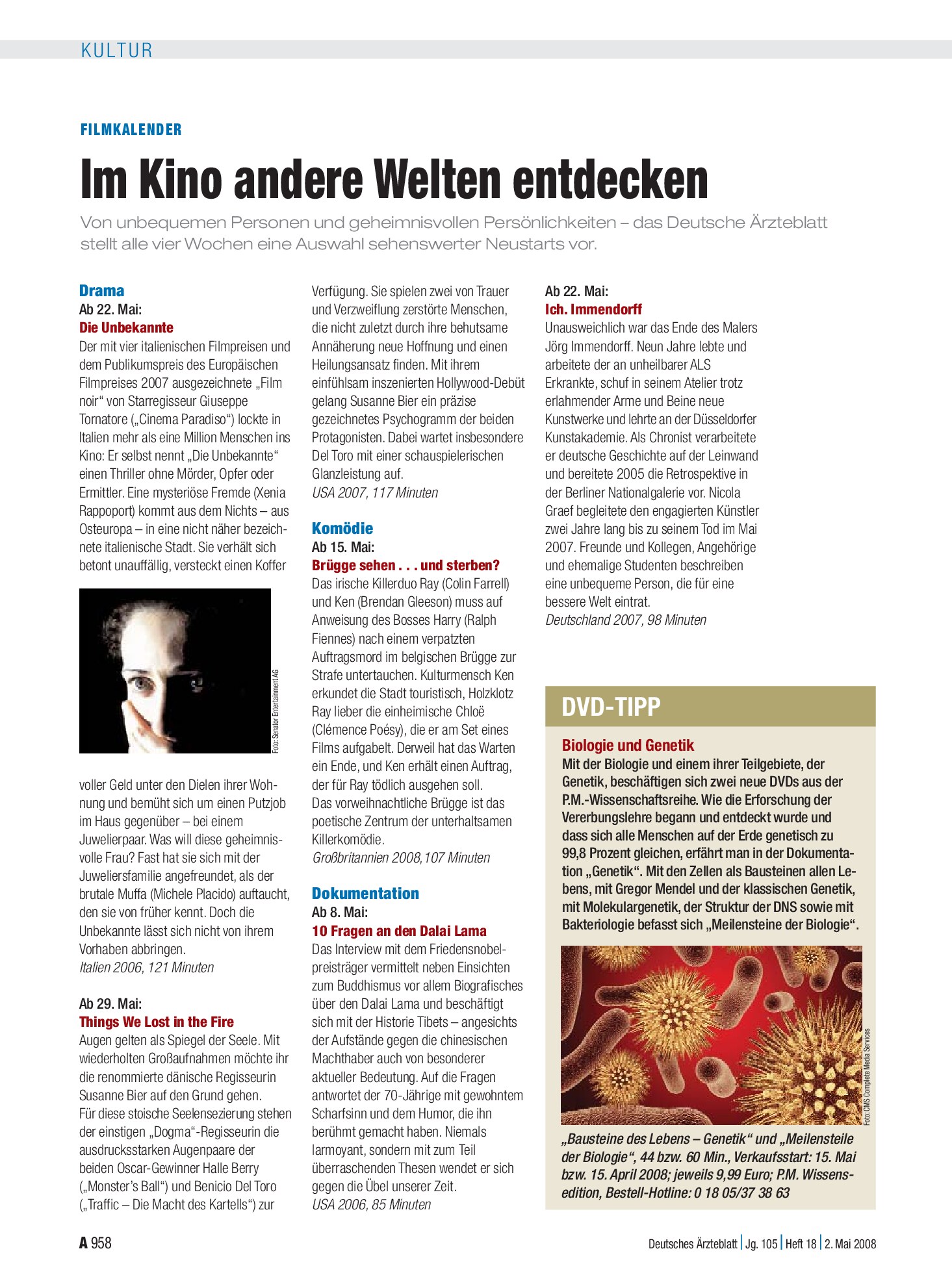Vorschauseite 1: Filmkalender: Im Kino andere Welten entdecken – Deutsches Ärzteblatt