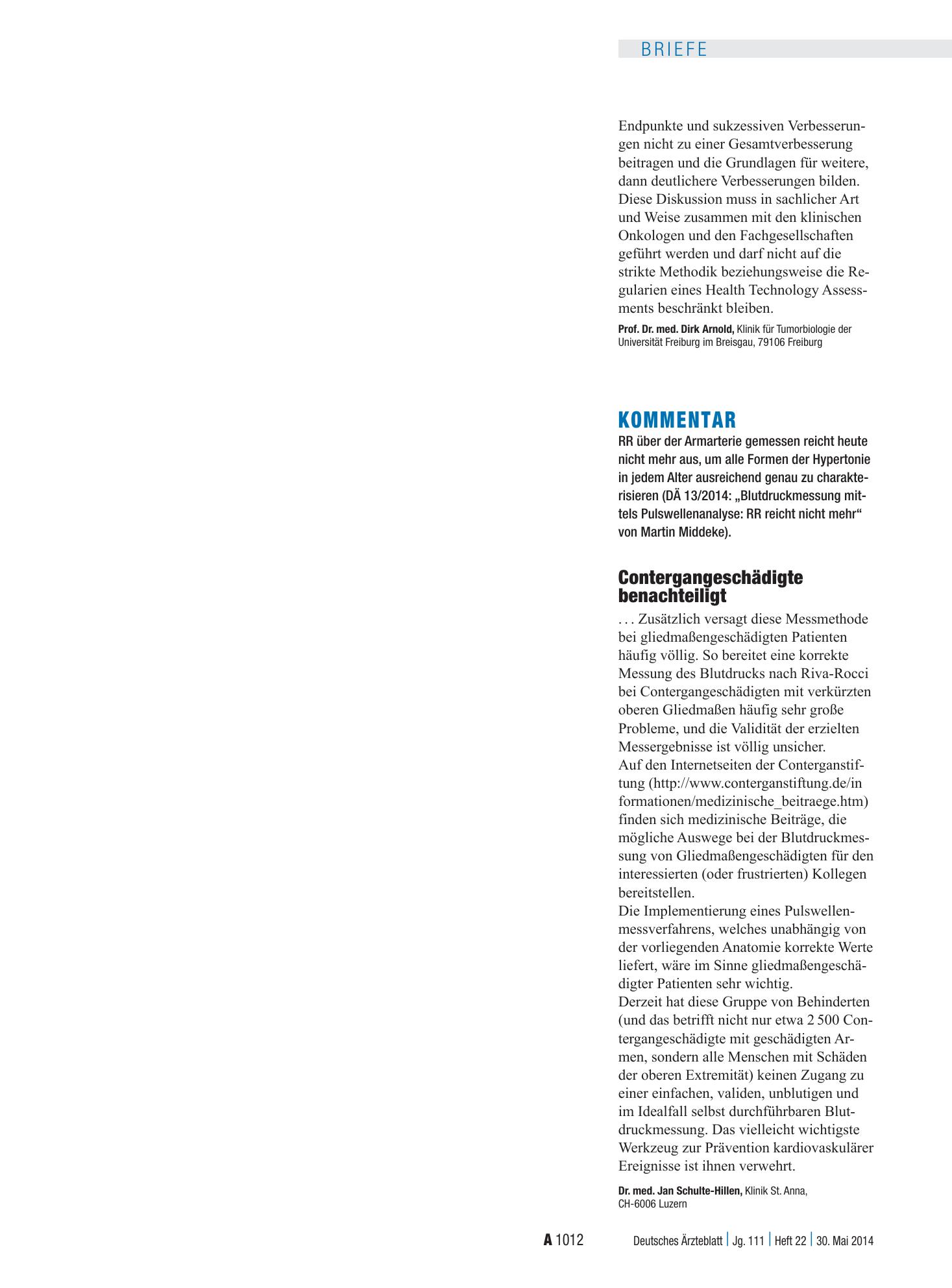 Vorschauseite 1: Kommentar: Contergangeschädigte benachteiligt – Deutsches Ärzteblatt