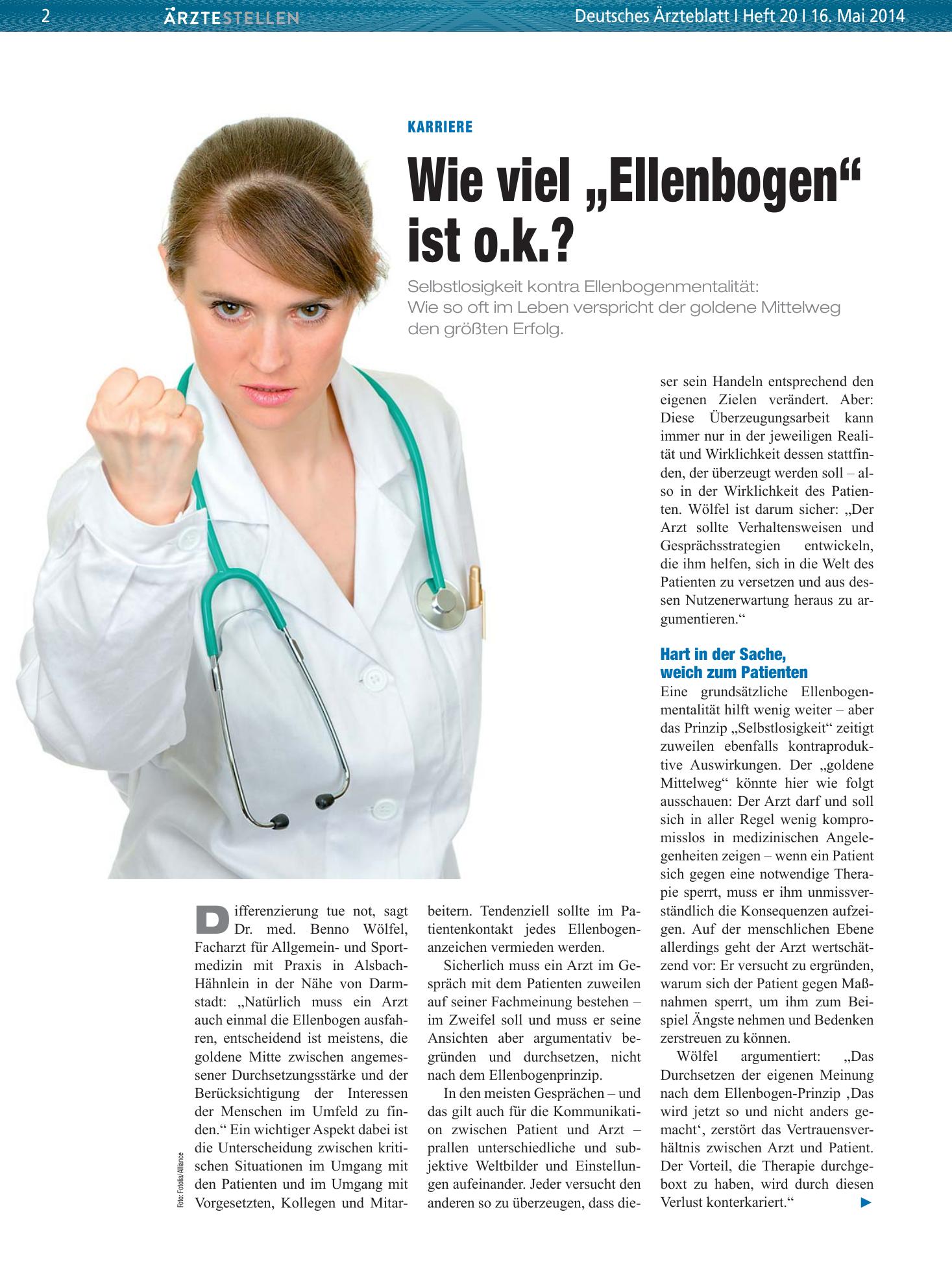 Vorschauseite 1: Karriere: Wie viel „Ellenbogen“ ist o.k.? – Deutsches Ärzteblatt