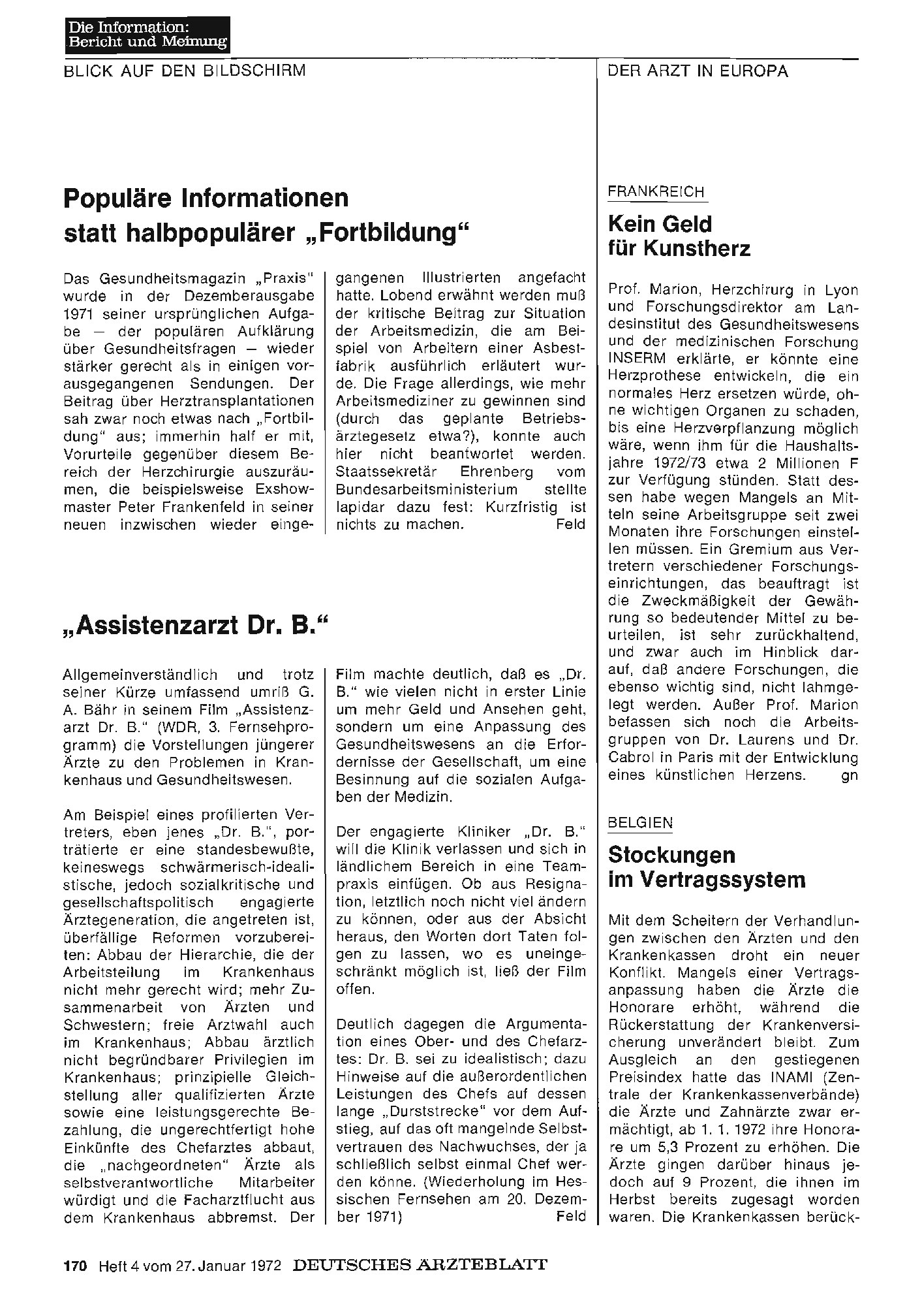 Vorschauseite 1: Populäre Informationen statt halbpopulärer „Fortbildung"