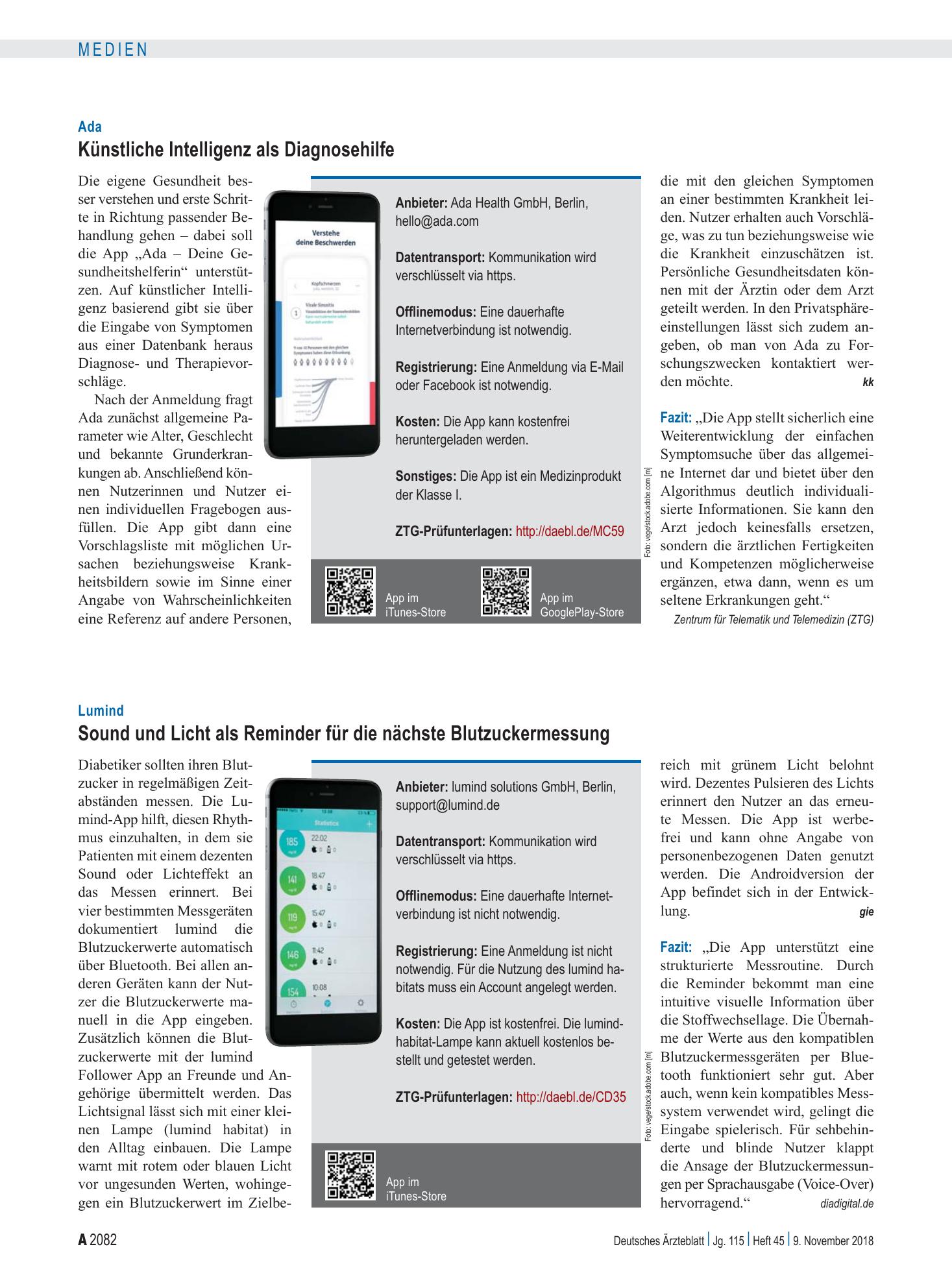 Vorschauseite 1: Ada: Künstliche Intelligenz als Diagnosehilfe – Deutsches Ärzteblatt