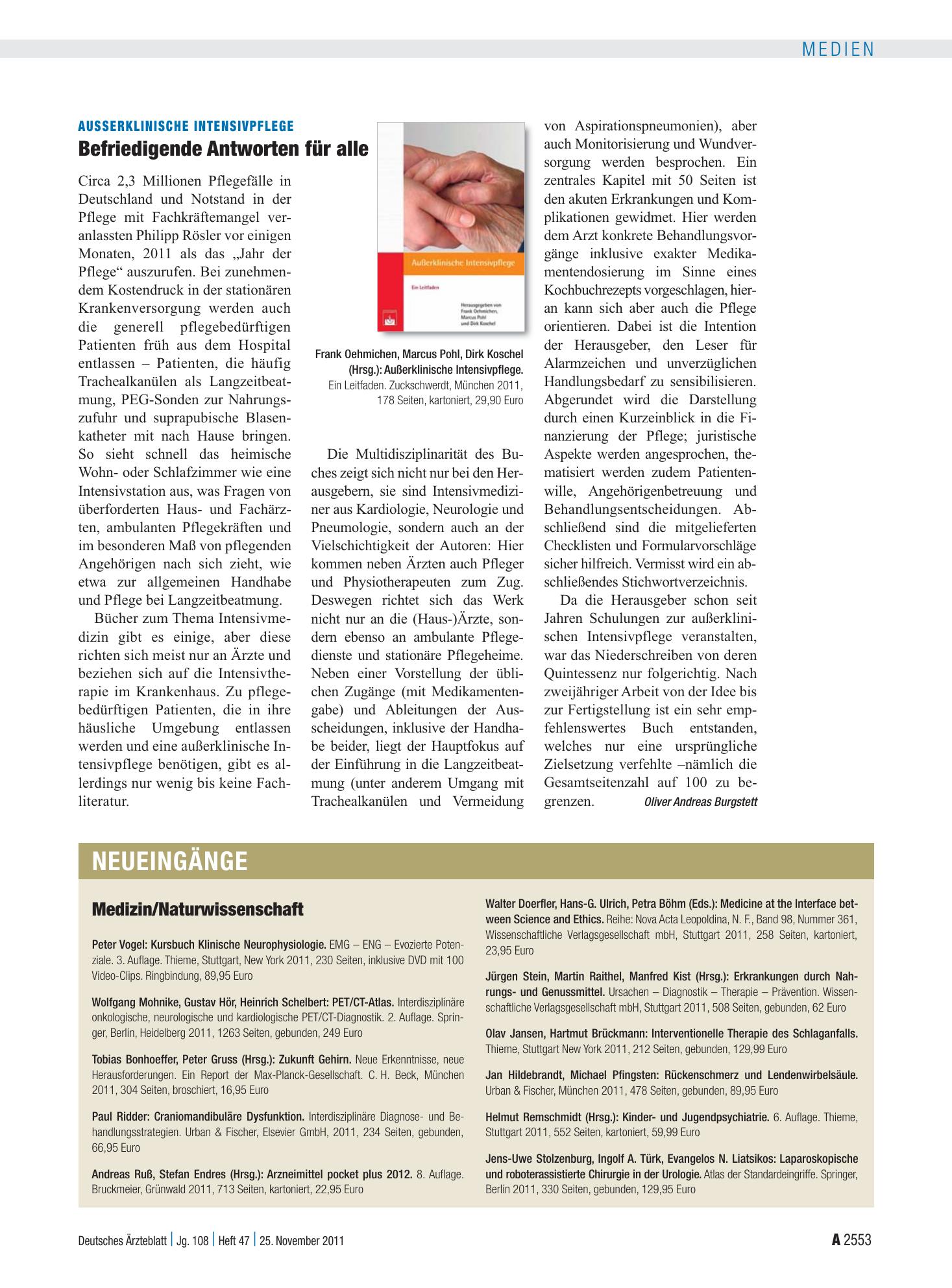 Vorschauseite 1: Neueingänge – Deutsches Ärzteblatt