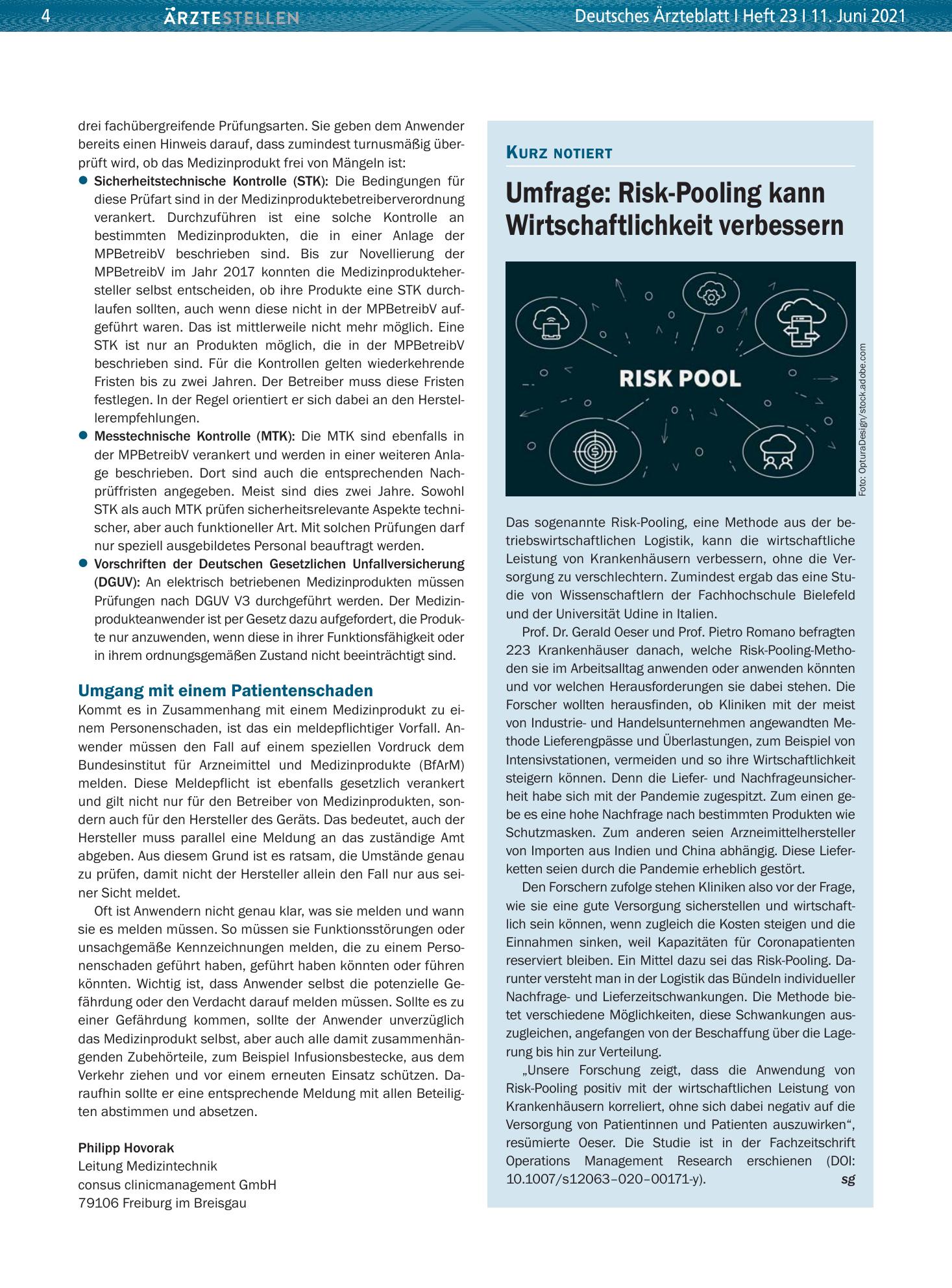 Vorschauseite 1: Umfrage: Risk-Pooling kann Wirtschaftlichkeit verbessern – Deutsches Ärzteblatt