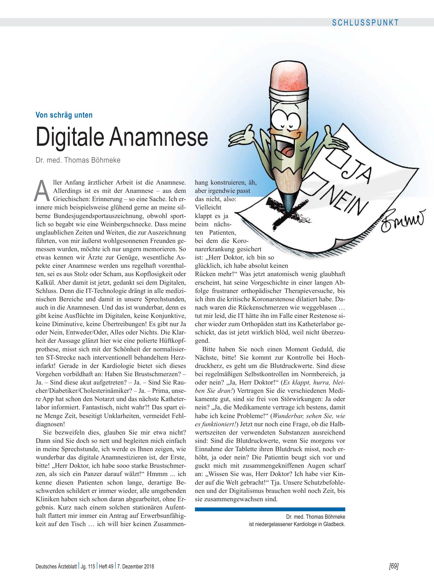 Vorschauseite 1: Von schräg unten: Digitale Anamnese – Deutsches Ärzteblatt