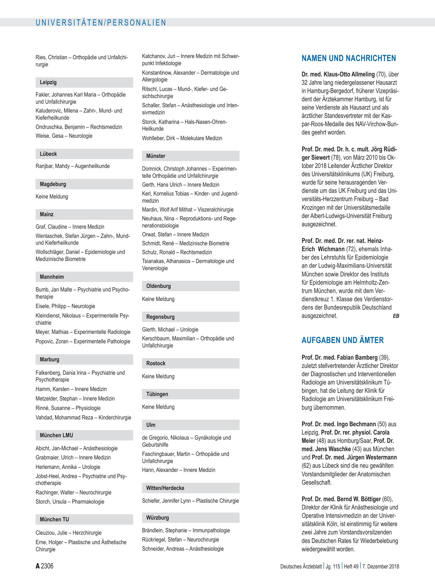 Vorschauseite 1: Aufgaben und Ämter – Deutsches Ärzteblatt