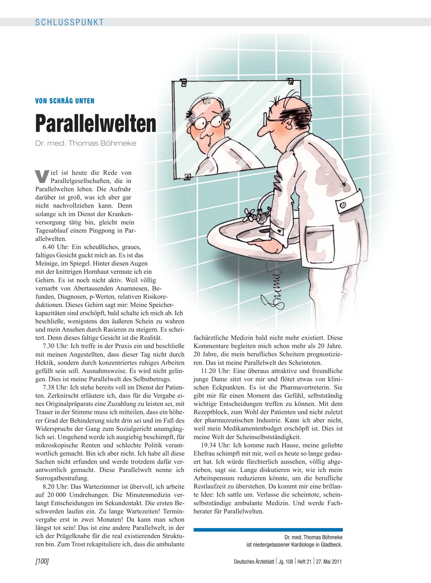 Vorschauseite 1: Von Schräg unten: Parallelwelten – Deutsches Ärzteblatt
