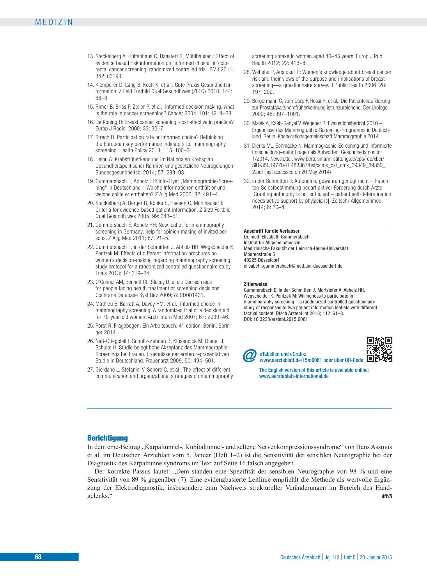 Vorschauseite 1: Berichtigung – Deutsches Ärzteblatt