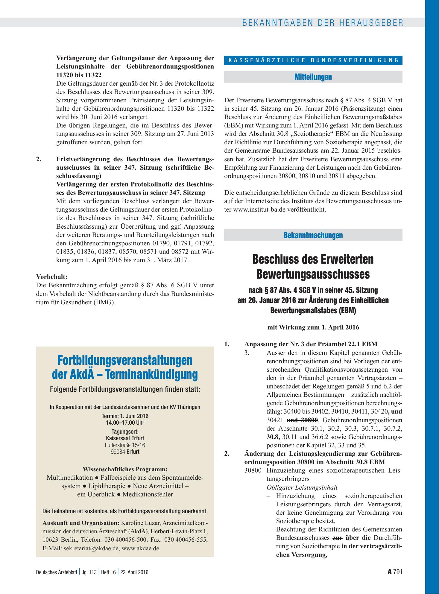 Vorschauseite 1: Fortbildungsveranstaltungen der AkdÄ – Terminankündigung Folgende Fortbildungsveranstaltungen finden statt – Deutsches Ärzteblatt