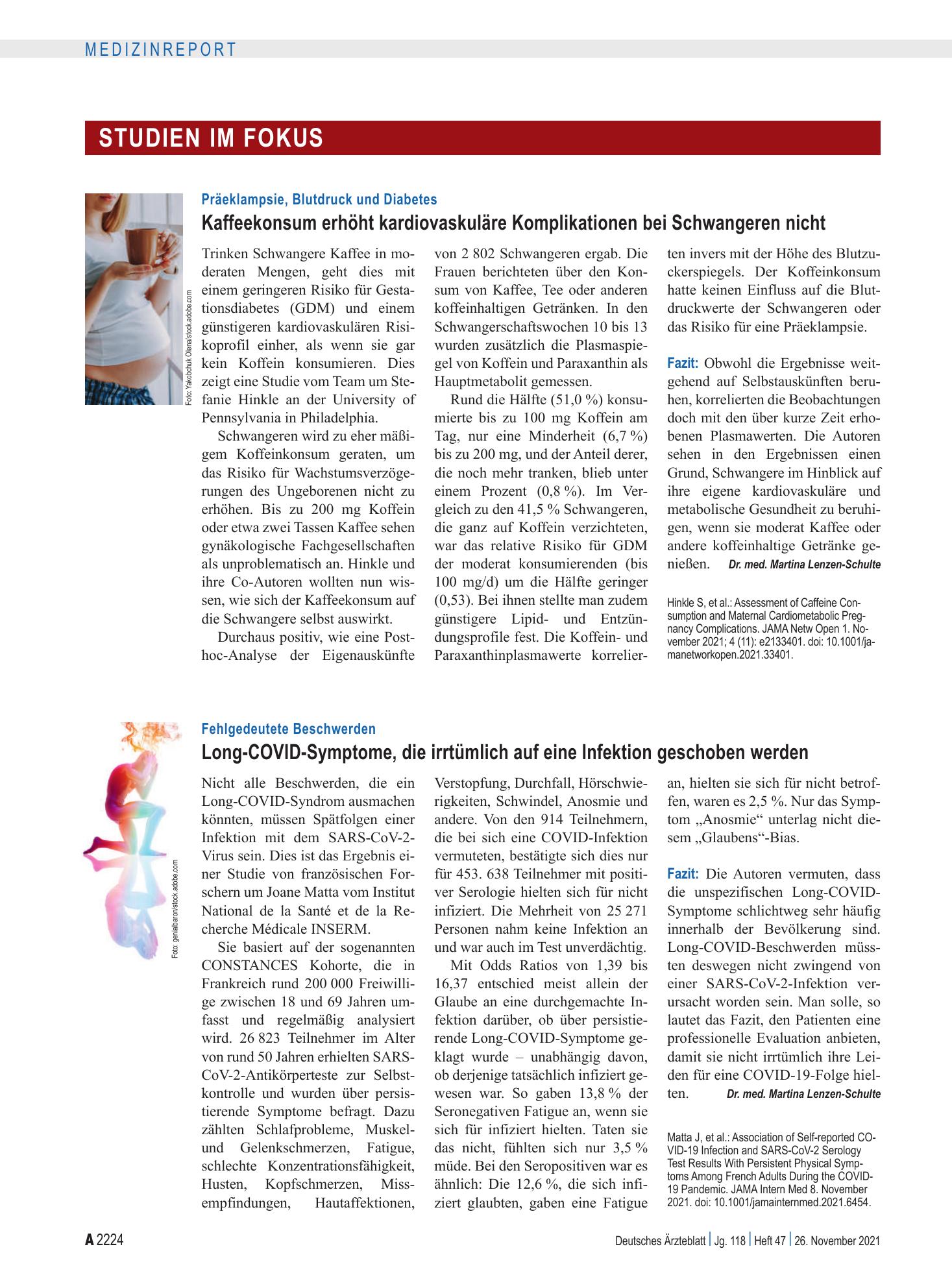 Vorschauseite 1: Fehlgedeutete Beschwerden: Long-COVID-Symptome, die irrtümlich auf eine Infektion geschoben werden – Deutsches Ärzteblatt