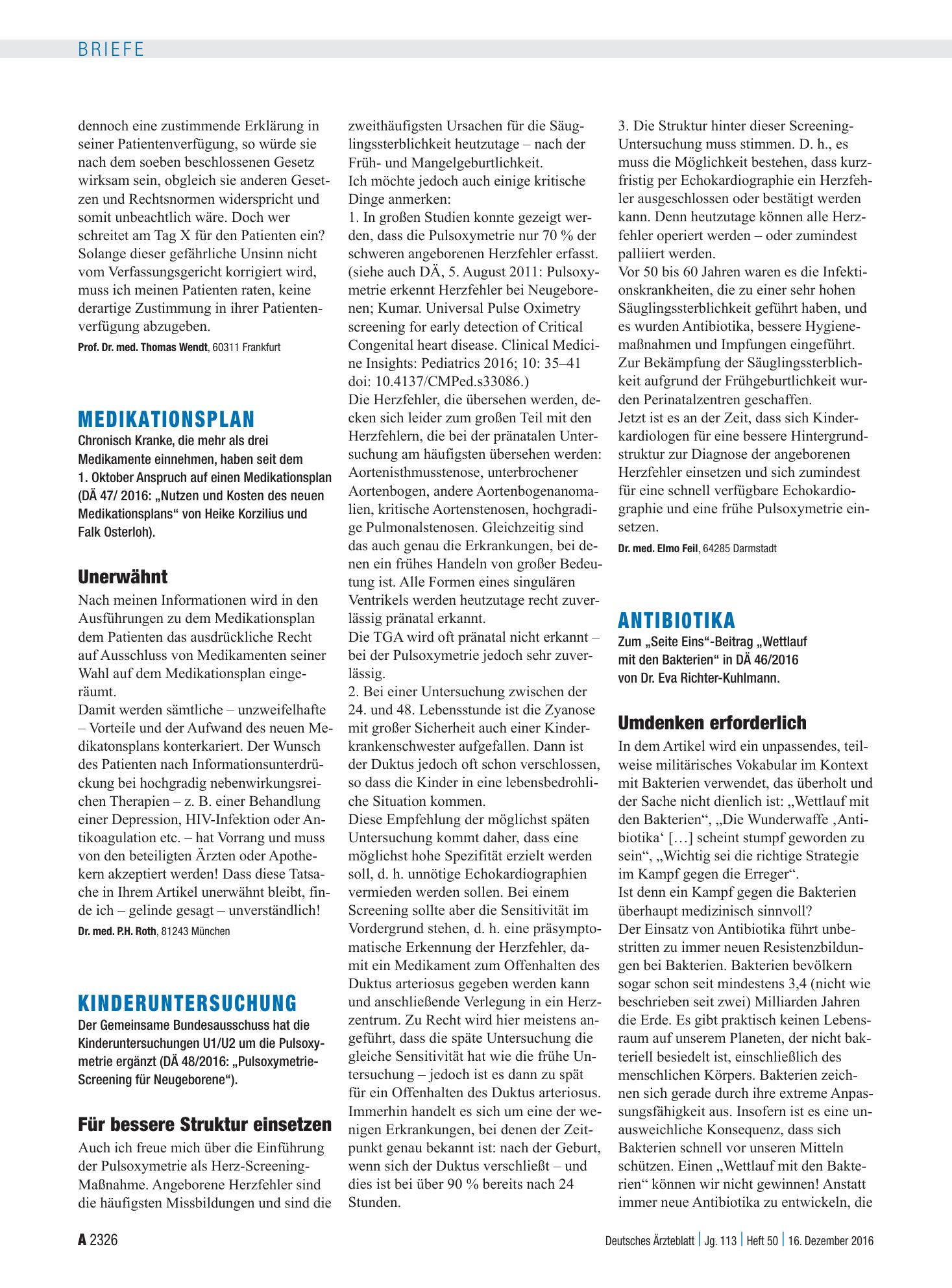 Vorschauseite 1: Medikationsplan: Unerwähnt – Deutsches Ärzteblatt