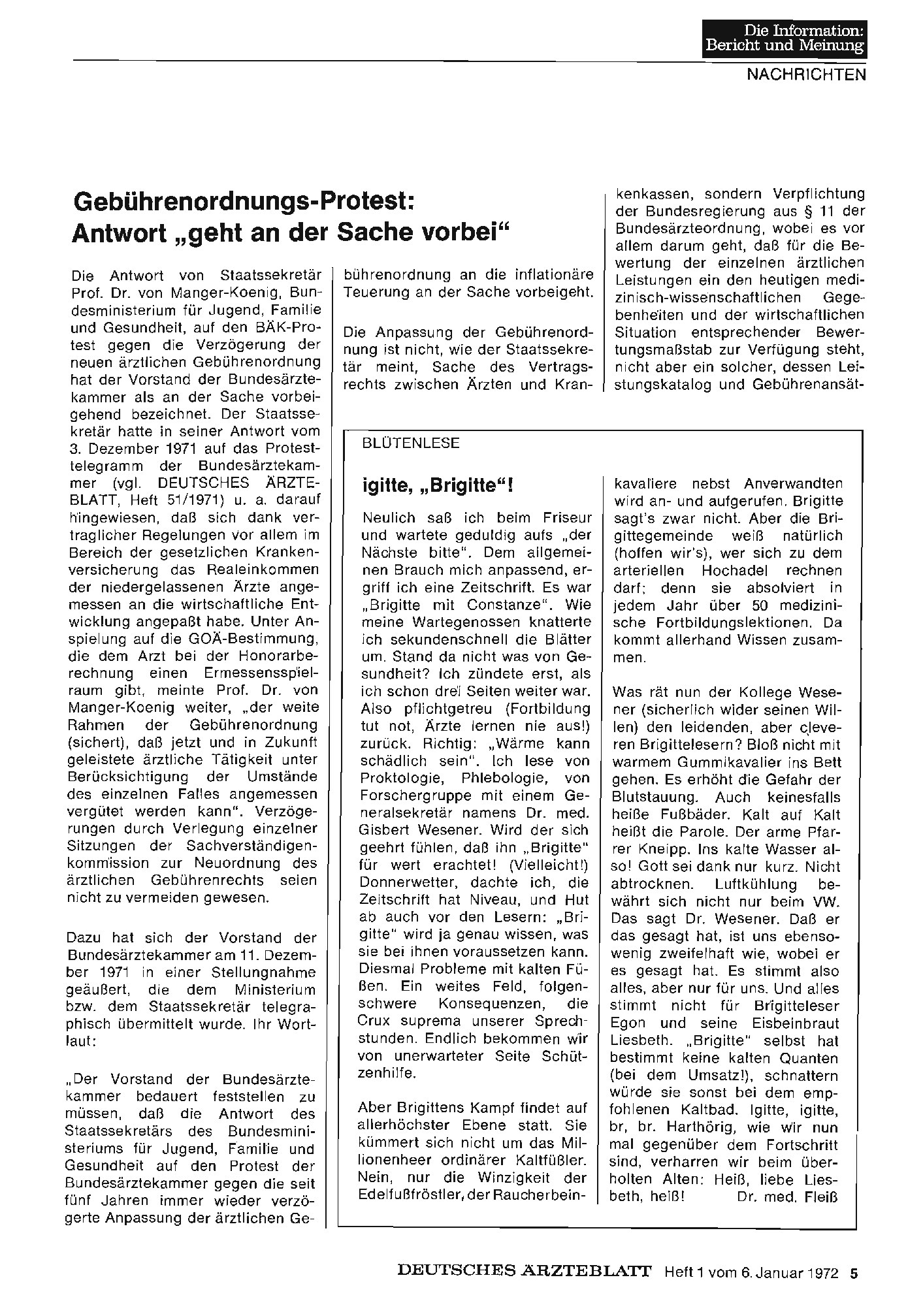 Vorschauseite 1: Gebührenordnungs-Protest: Antwort „geht an der Sache vorbei"