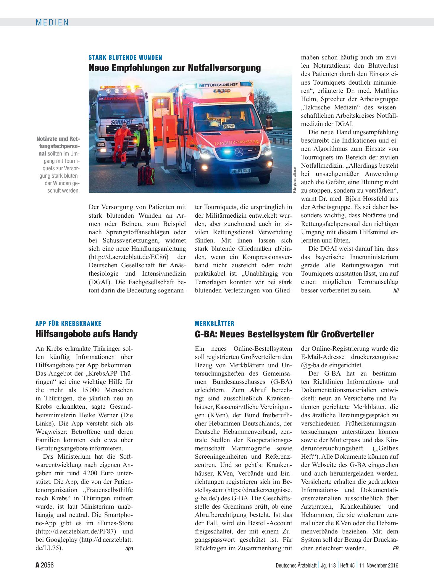 Vorschauseite 1: Merkblätter: G-BA: Neues Bestellsystem für Großverteiler – Deutsches Ärzteblatt