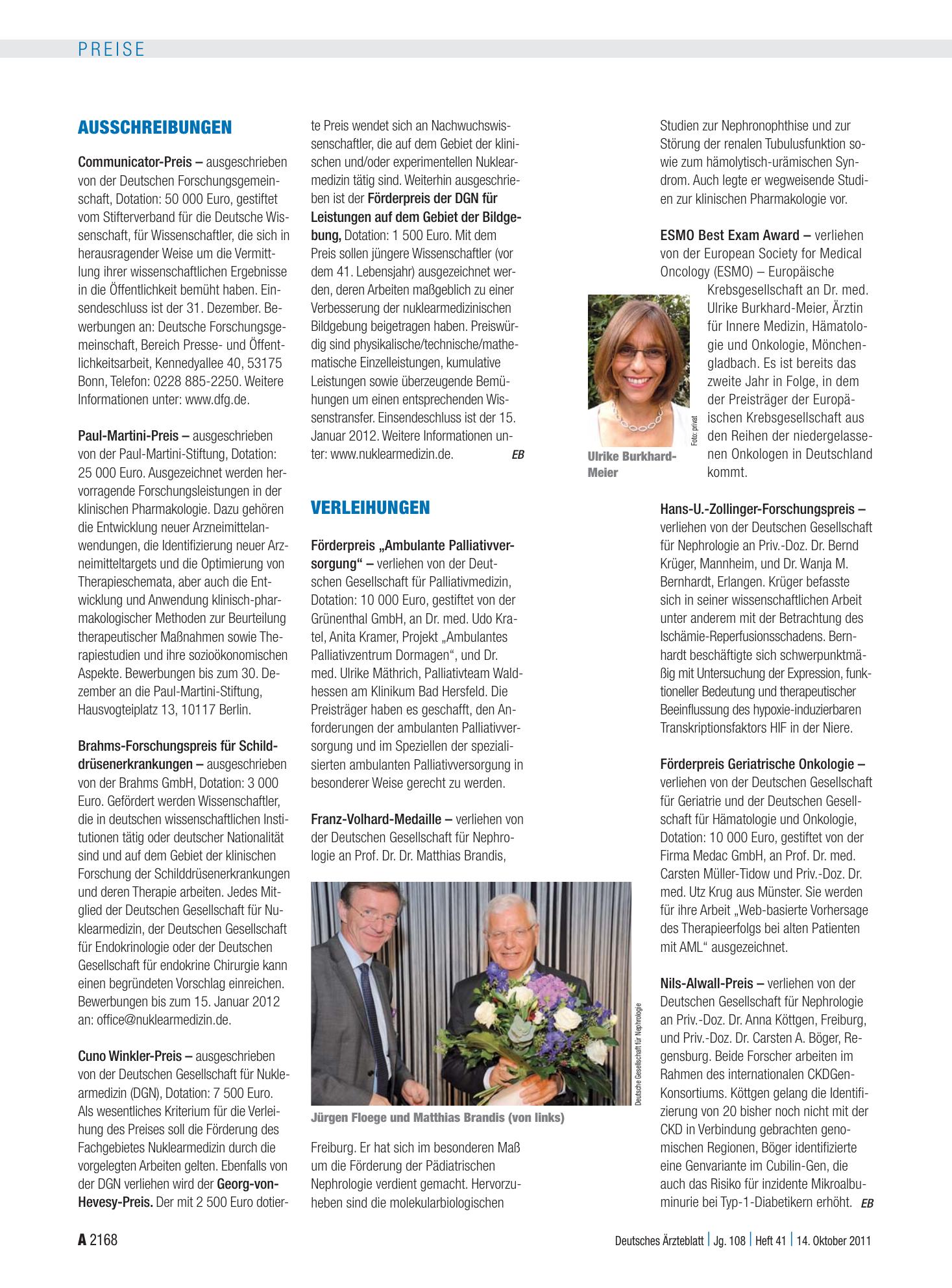 Vorschauseite 1: Ausschreibungen – Deutsches Ärzteblatt
