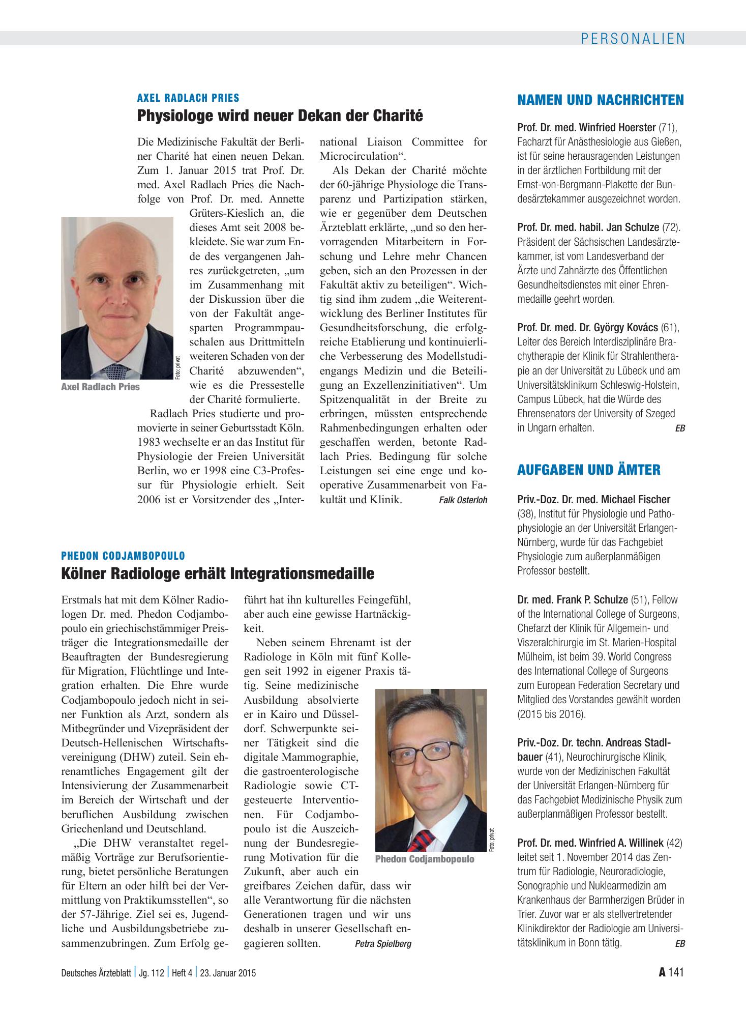 Vorschauseite 1: Aufgaben und Ämter – Deutsches Ärzteblatt