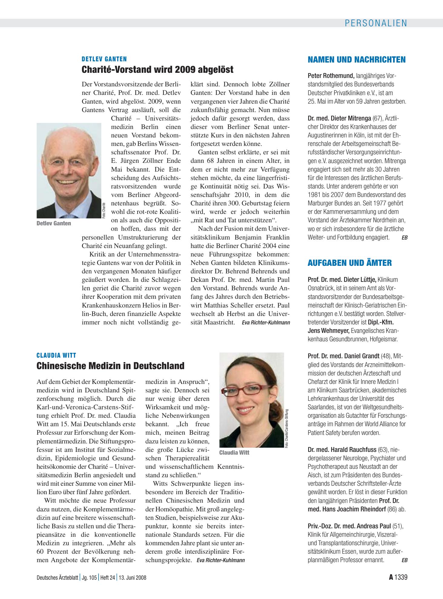 Vorschauseite 1: Aufgaben und Ämter – Deutsches Ärzteblatt