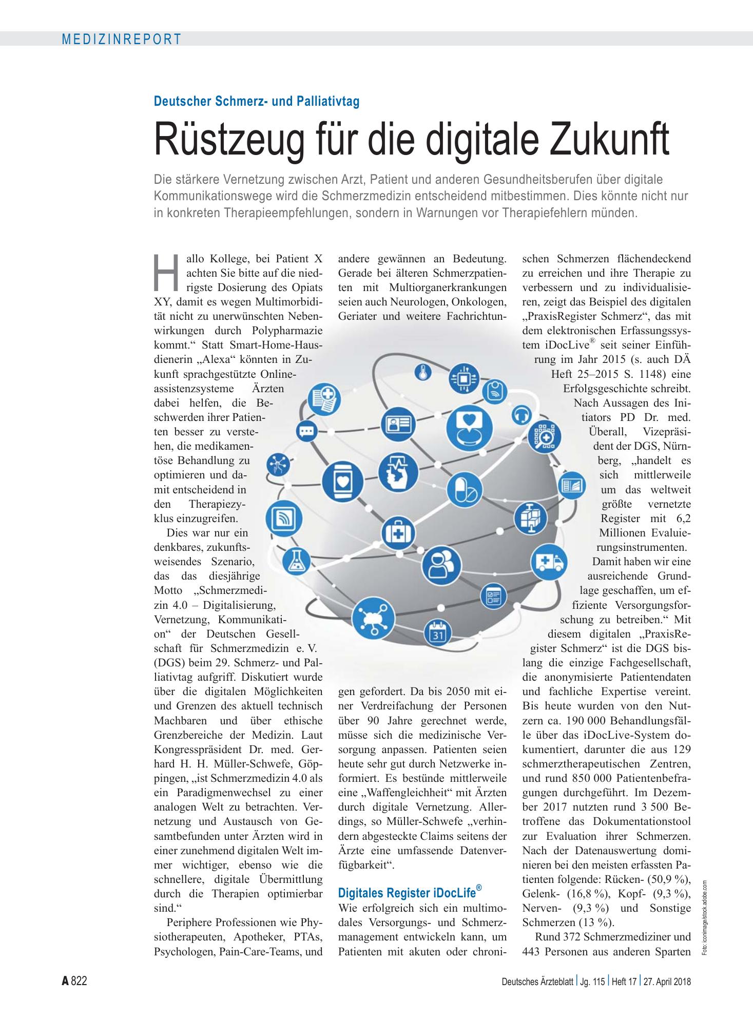 Vorschauseite 1: Deutscher Schmerz- und Palliativtag: Rüstzeug für die digitale Zukunft – Deutsches Ärzteblatt