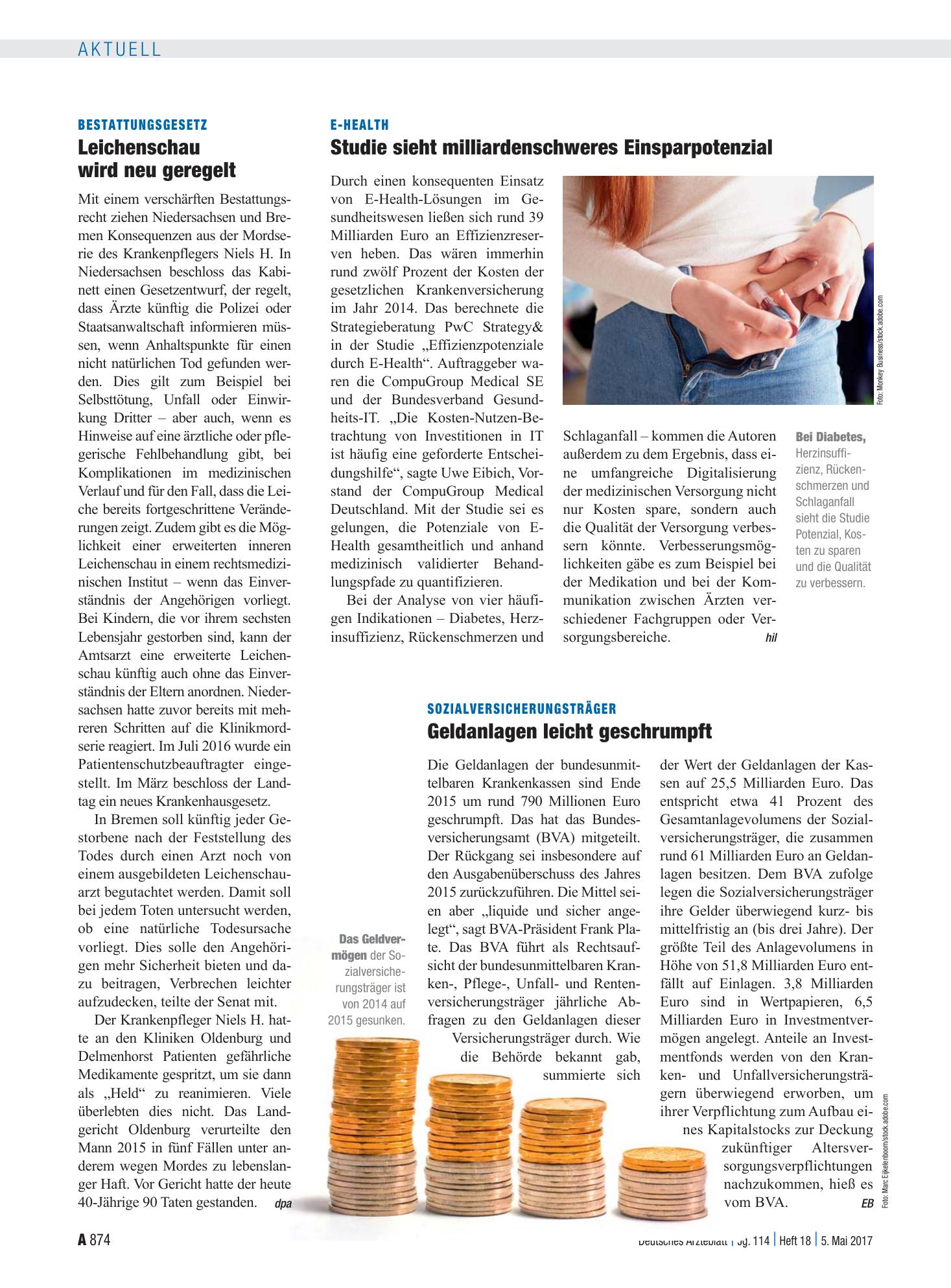 Vorschauseite 1: Bestattungsgesetz: Leichenschau wird neu geregelt – Deutsches Ärzteblatt