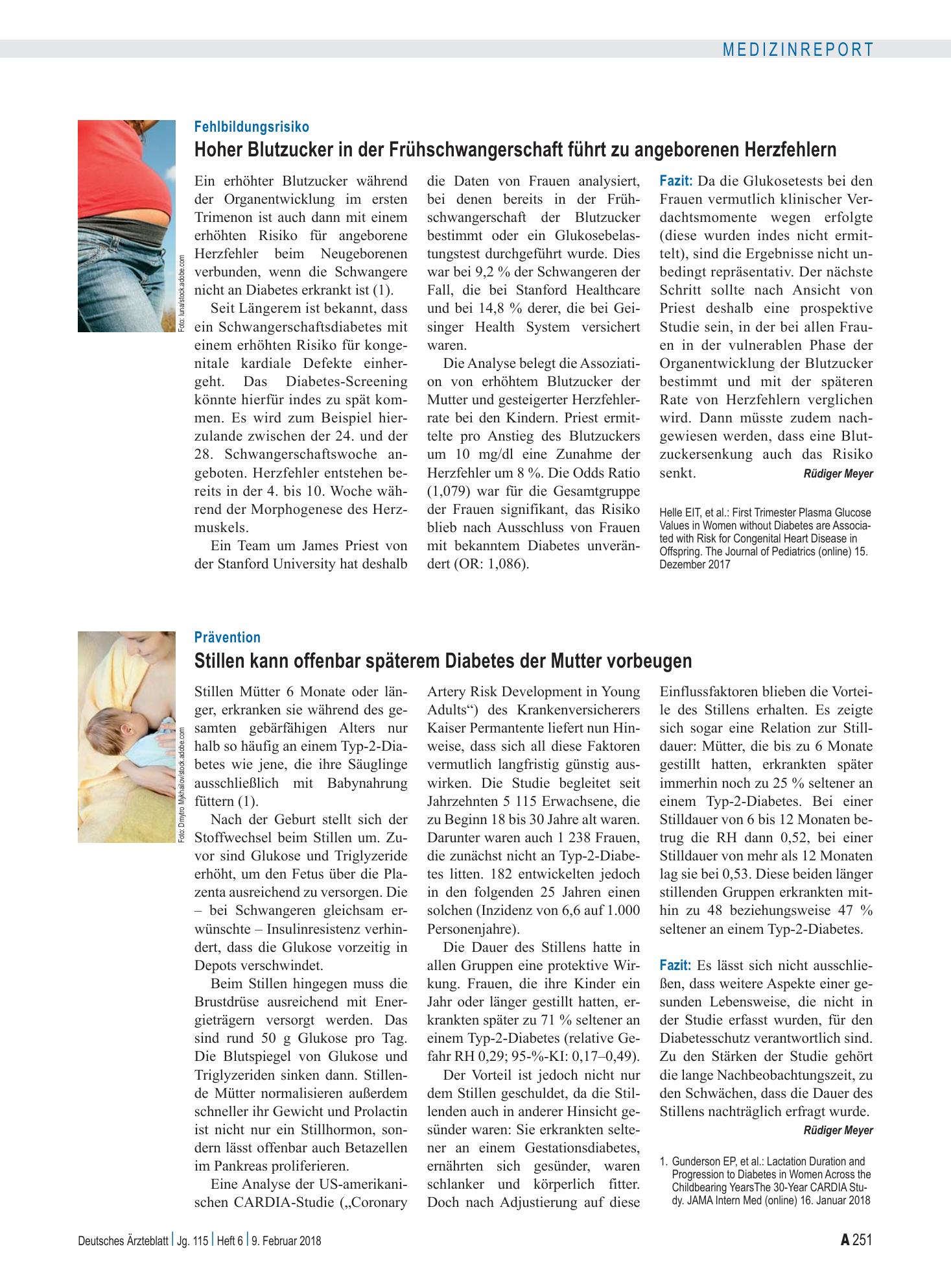Vorschauseite 1: Prävention: Stillen kann offenbar späterem Diabetes der Mutter vorbeugen – Deutsches Ärzteblatt