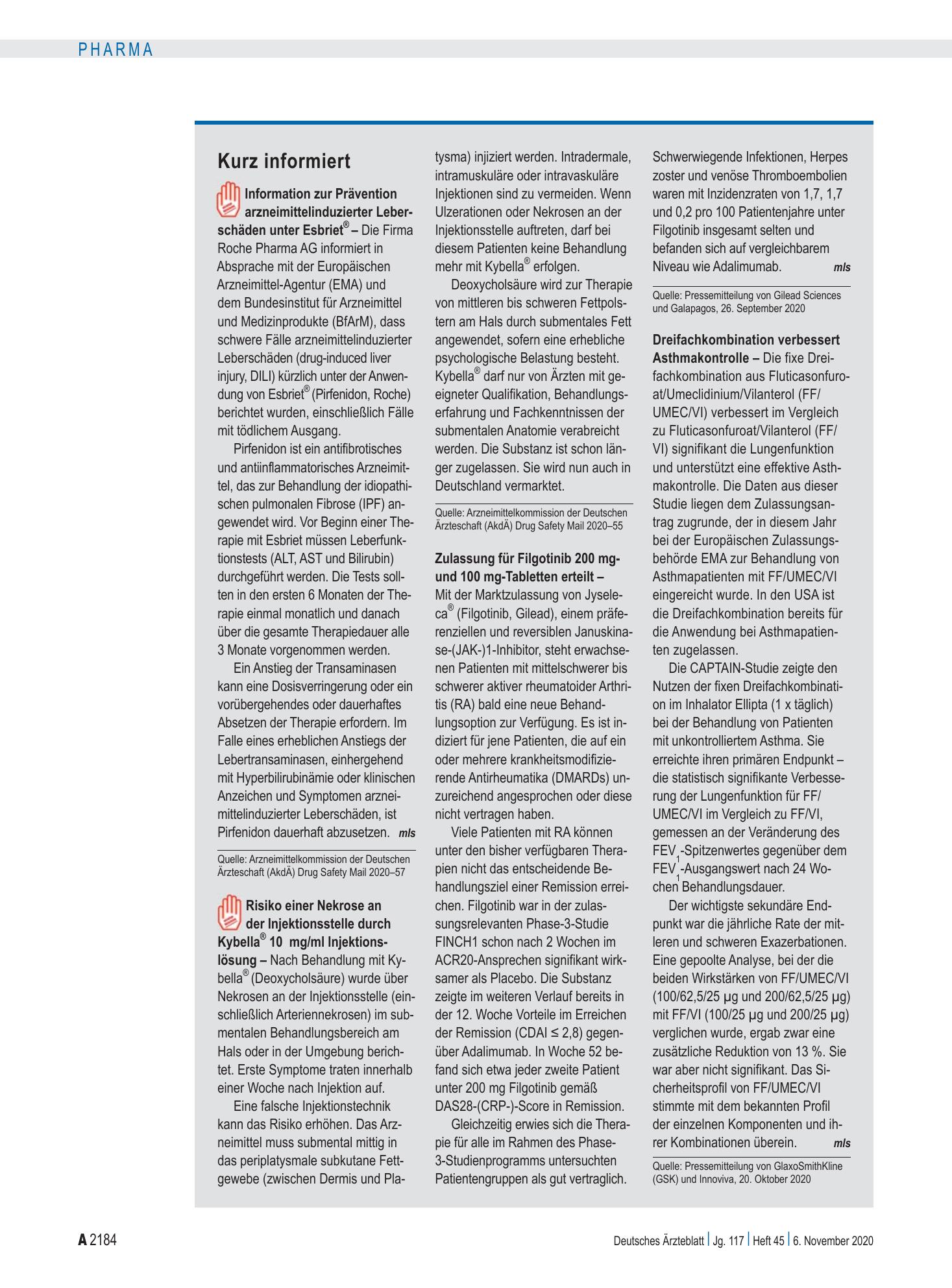 Vorschauseite 1: Kurz informiert – Deutsches Ärzteblatt