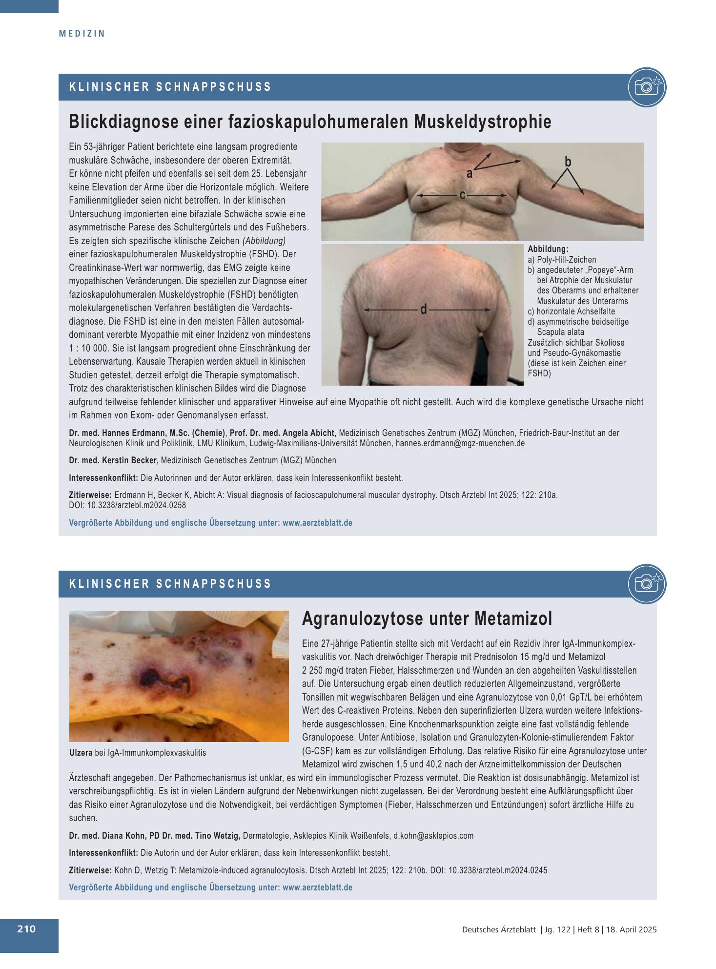 Vorschauseite 1: Agranulozytose unter Metamizol – Deutsches Ärzteblatt