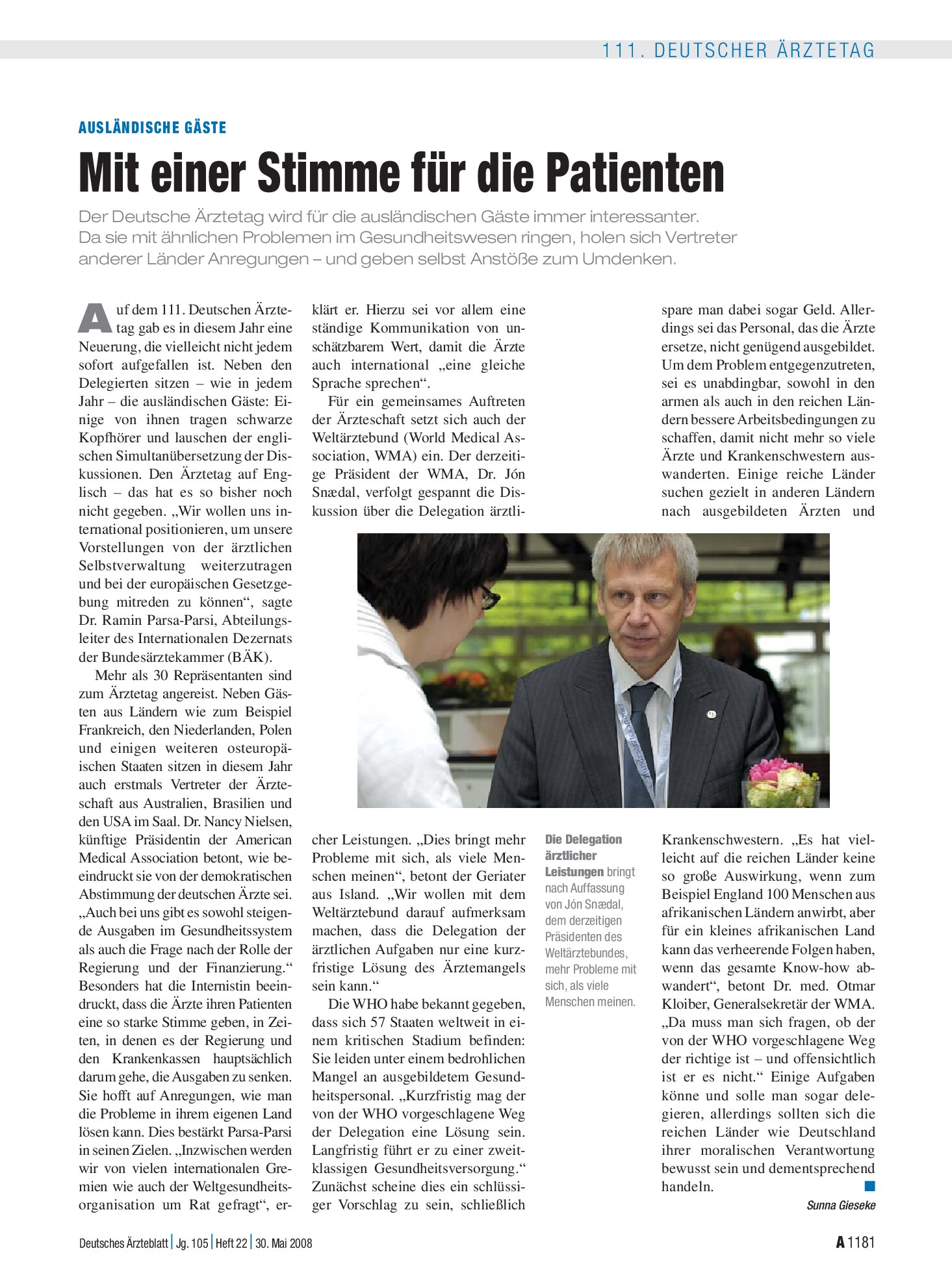 Vorschauseite 1: Ausländische Gäste: Mit einer Stimme für die Patienten – Deutsches Ärzteblatt