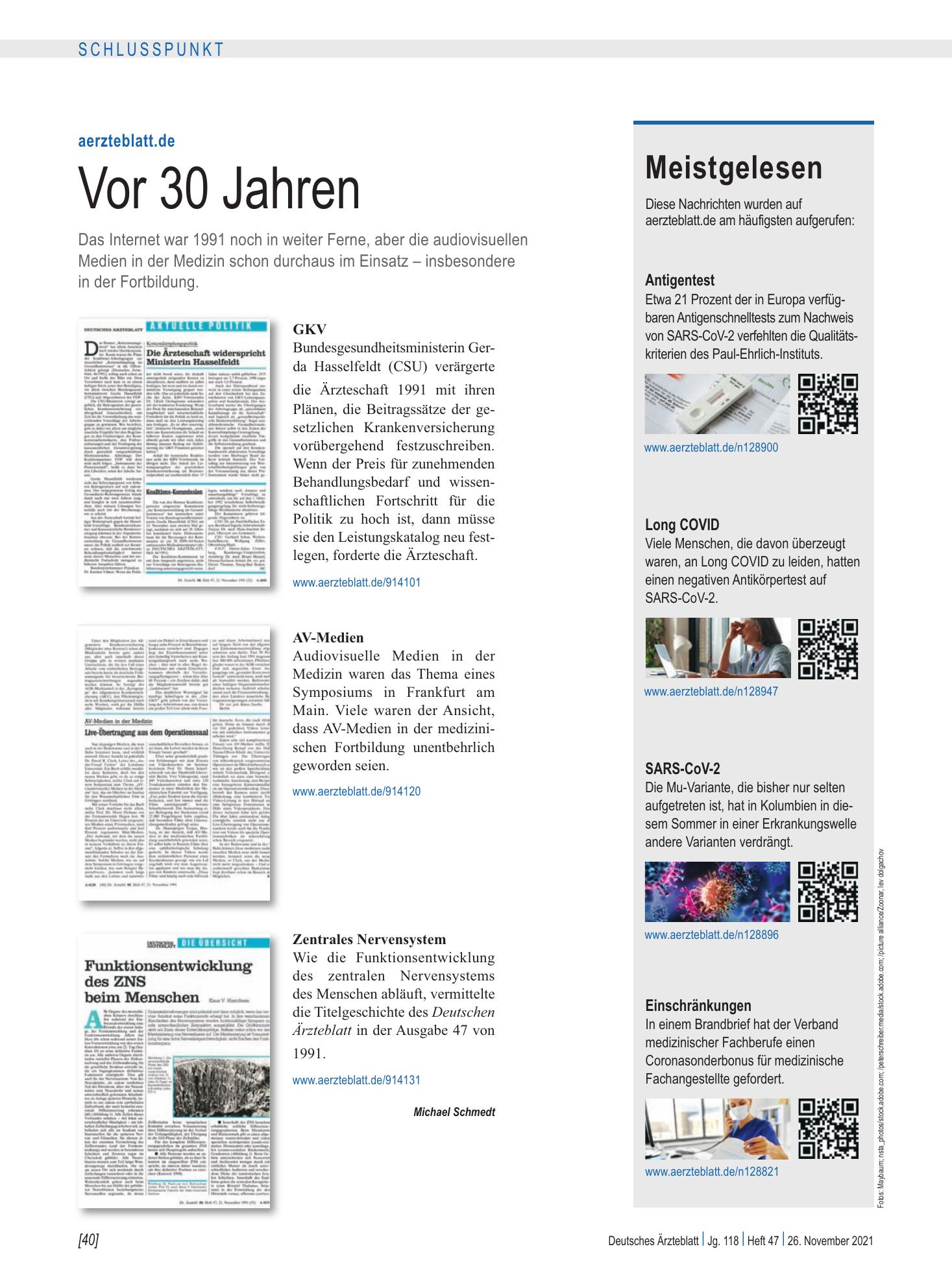 Vorschauseite 1: Meistgelesen – Deutsches Ärzteblatt