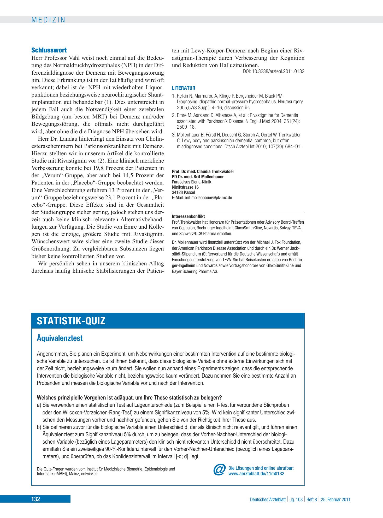 Vorschauseite 1: Äquivalenztest – Deutsches Ärzteblatt