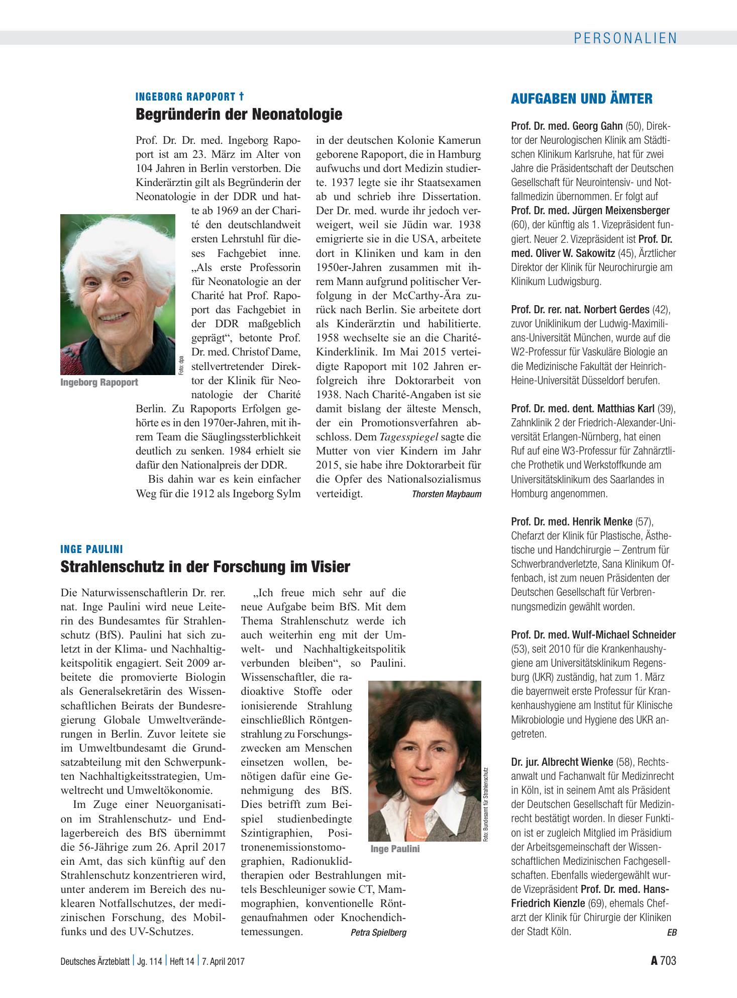 Vorschauseite 1: Aufgaben und Ämter – Deutsches Ärzteblatt