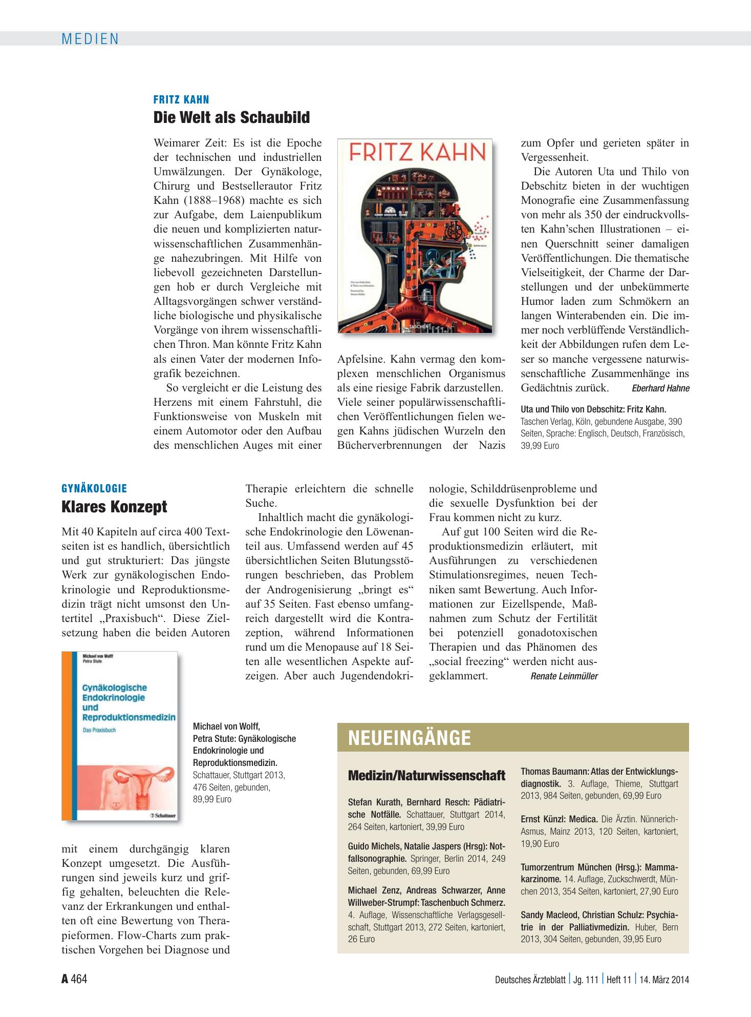 Vorschauseite 1: Neueingänge – Deutsches Ärzteblatt