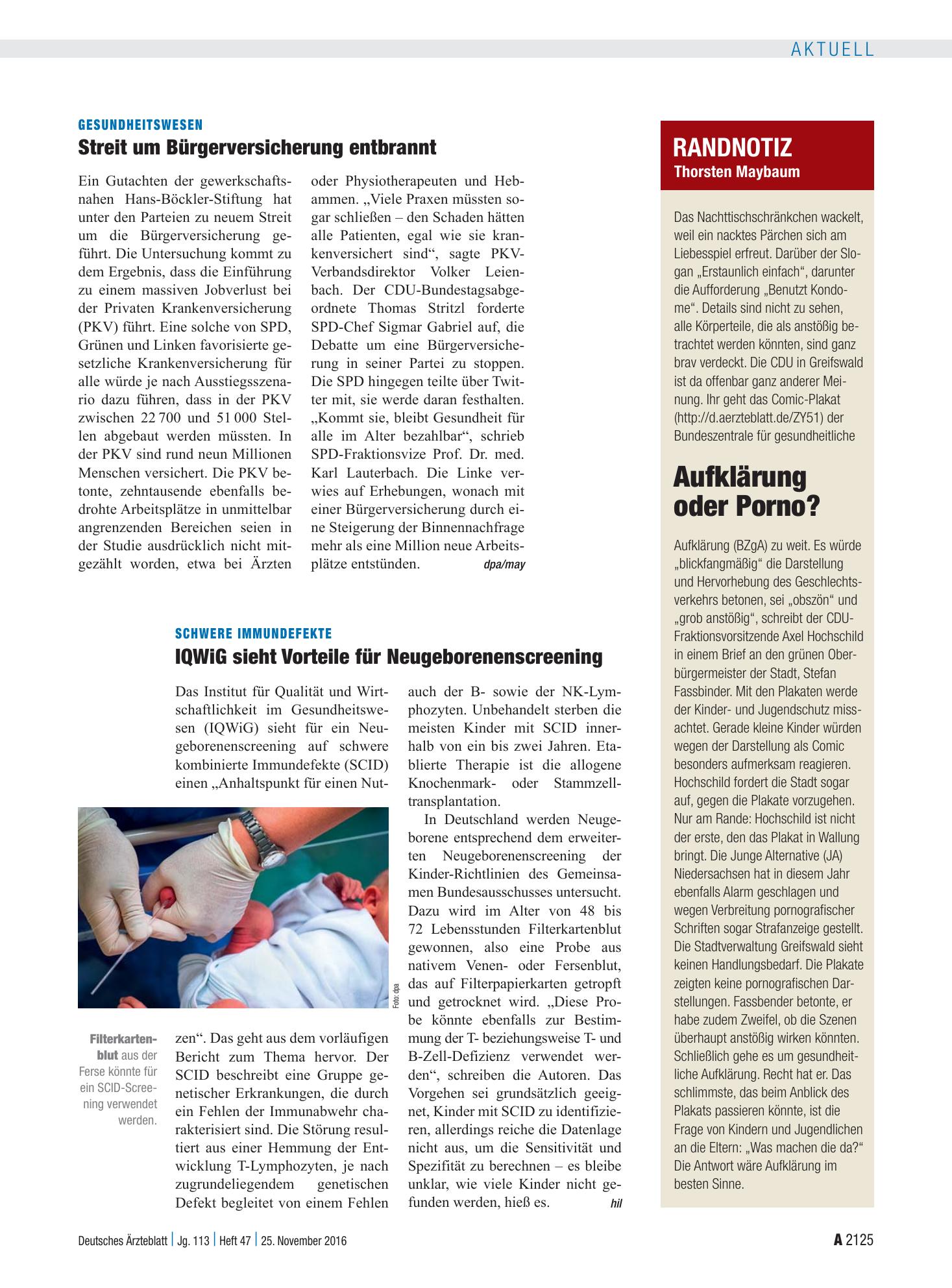 Vorschauseite 1: Gesundheitswesen: Streit um Bürgerversicherung entbrannt – Deutsches Ärzteblatt