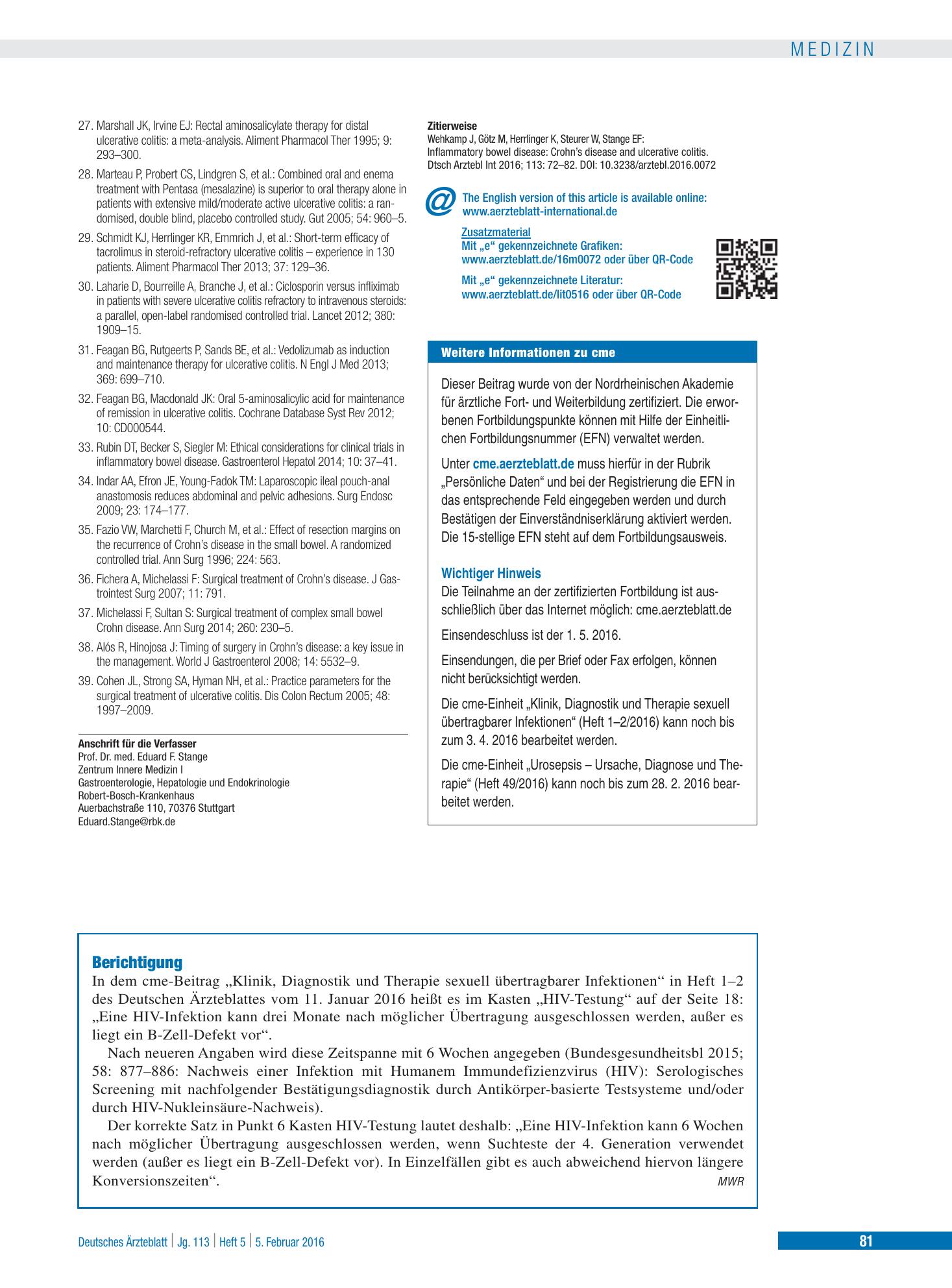 Vorschauseite 1: Berichtigung – Deutsches Ärzteblatt