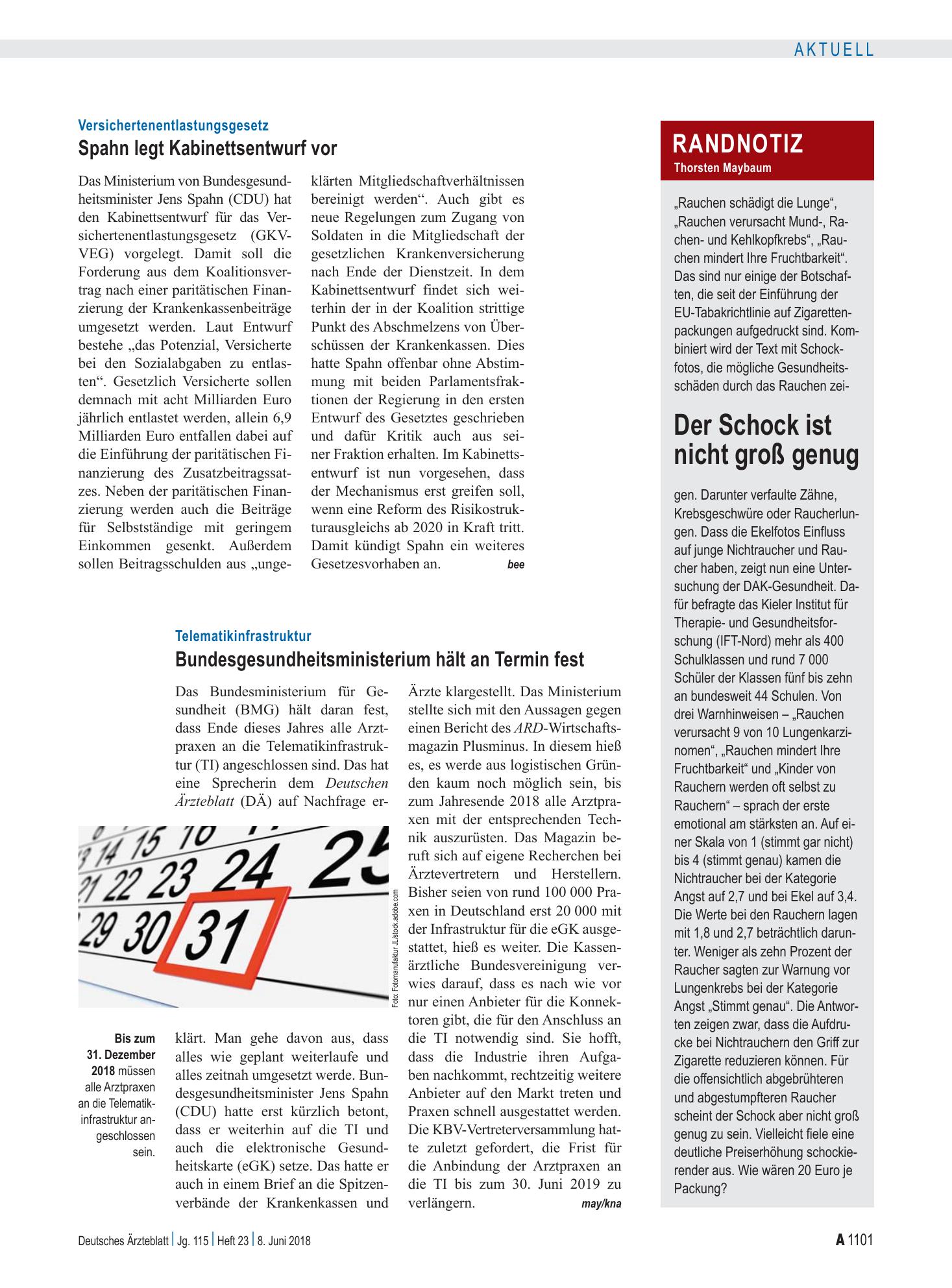 Vorschauseite 1: Randnotiz: Der Schock ist nicht groß genug – Deutsches Ärzteblatt