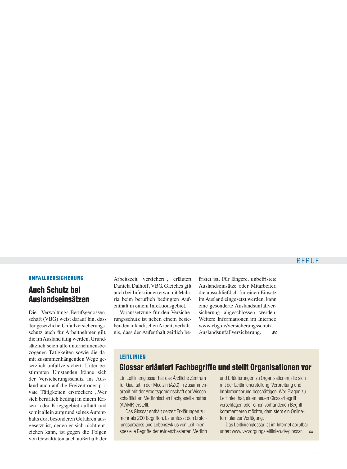 Vorschauseite 1: Leitlinien: Glossar erläutert Fachbegriffe und stellt Organisationen vor – Deutsches Ärzteblatt