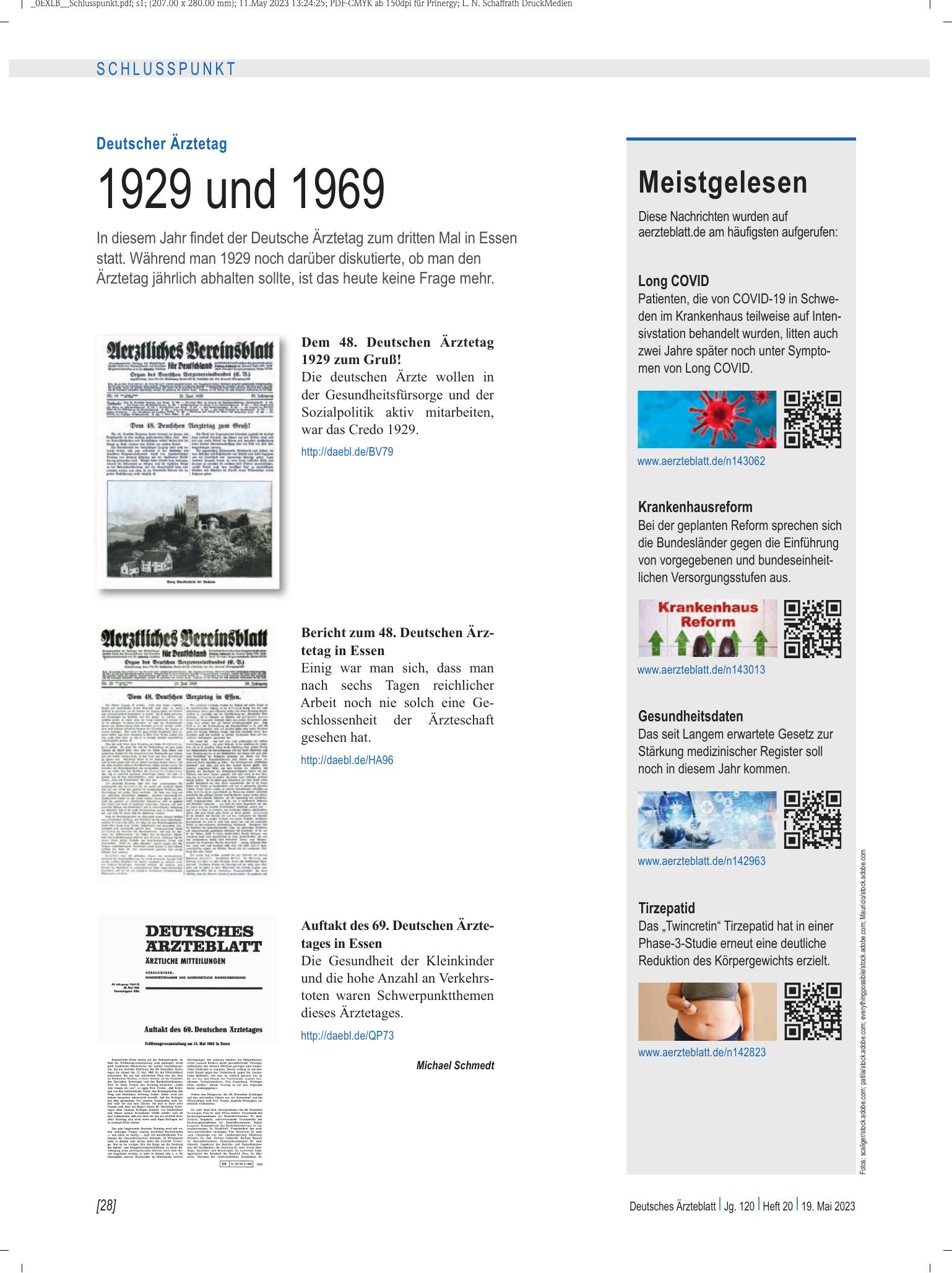 Vorschauseite 1: Meistgelesen – Deutsches Ärzteblatt
