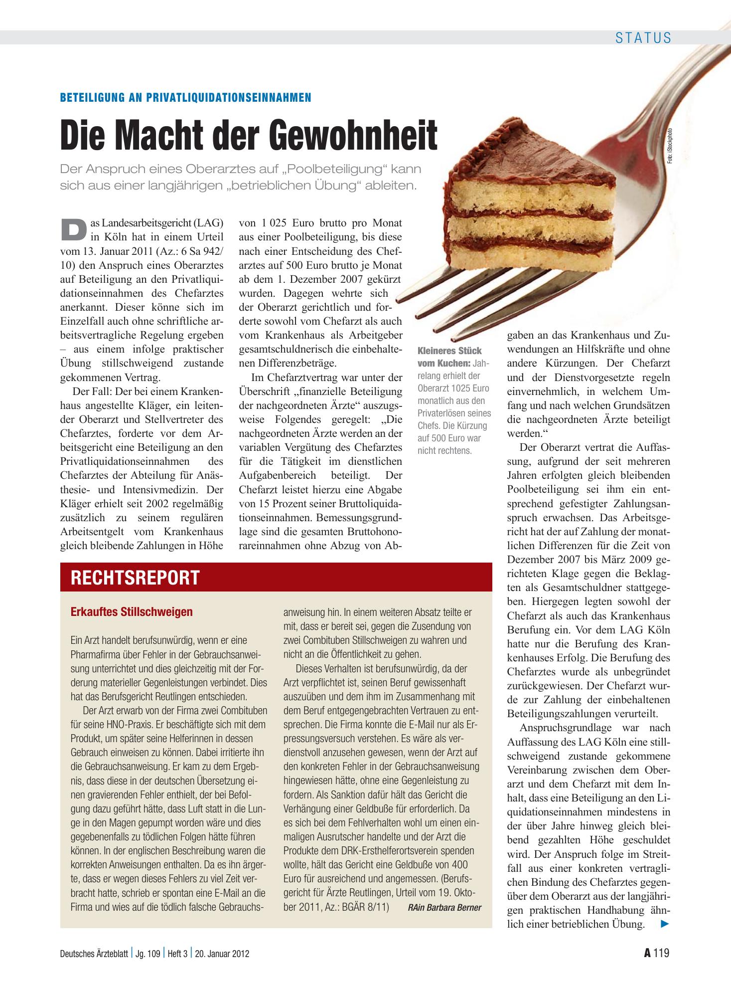Vorschauseite 1: Erkauftes Stillschweigen – Deutsches Ärzteblatt