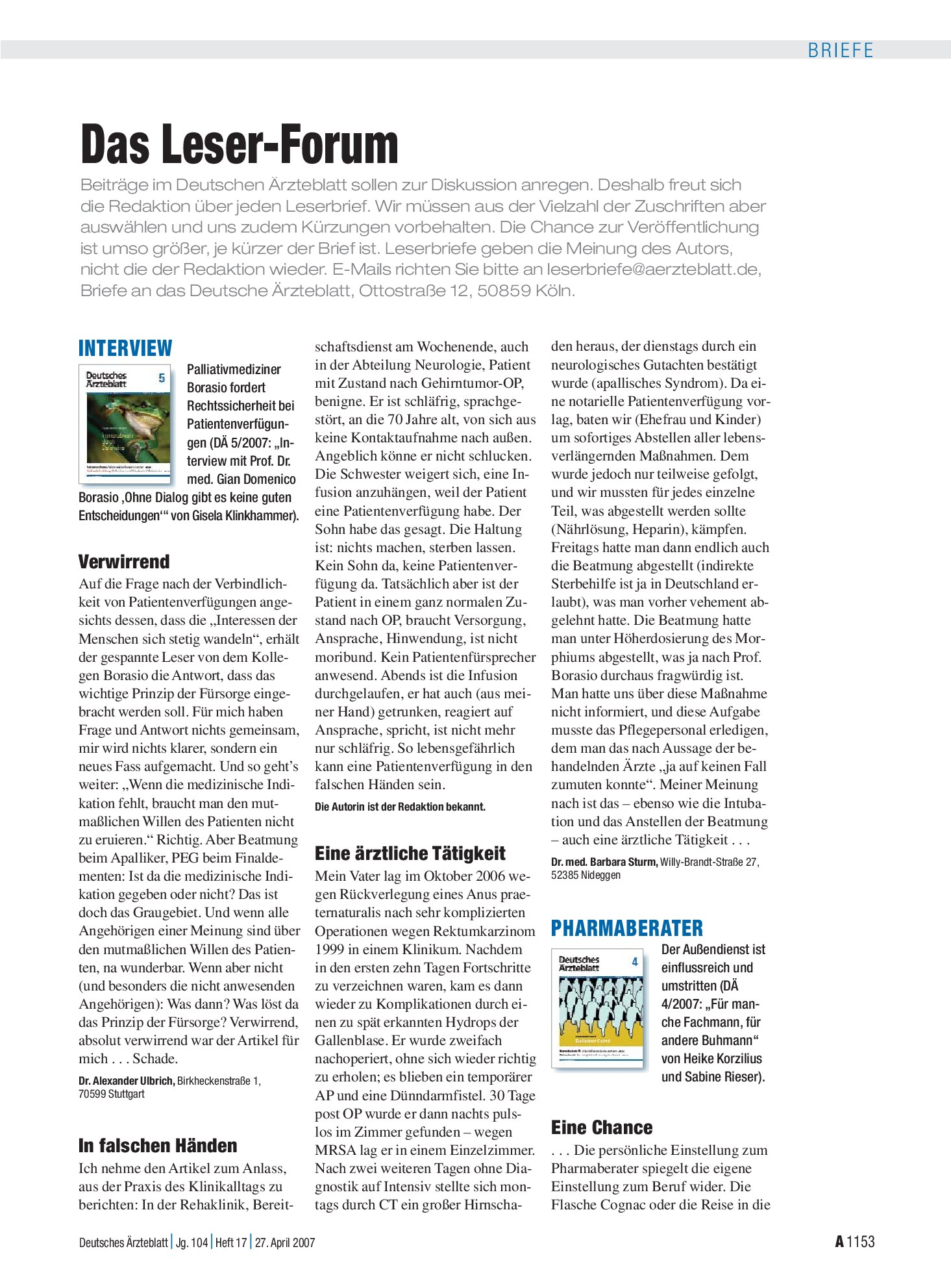 Vorschauseite 1: Interview: In falschen Händen – Deutsches Ärzteblatt