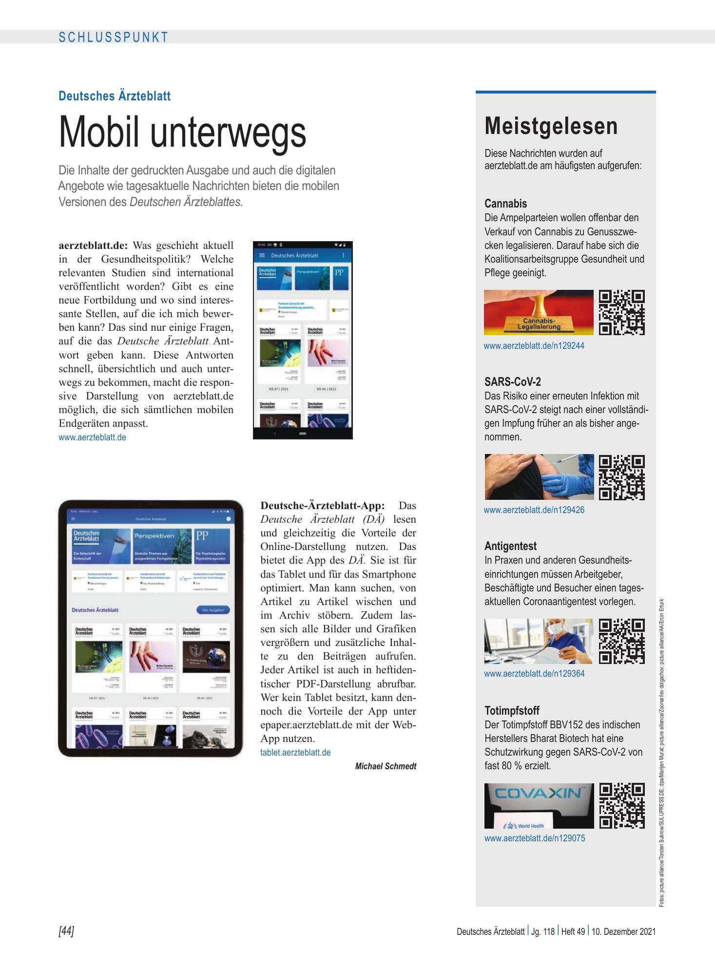 Vorschauseite 1: Meistgelesen – Deutsches Ärzteblatt