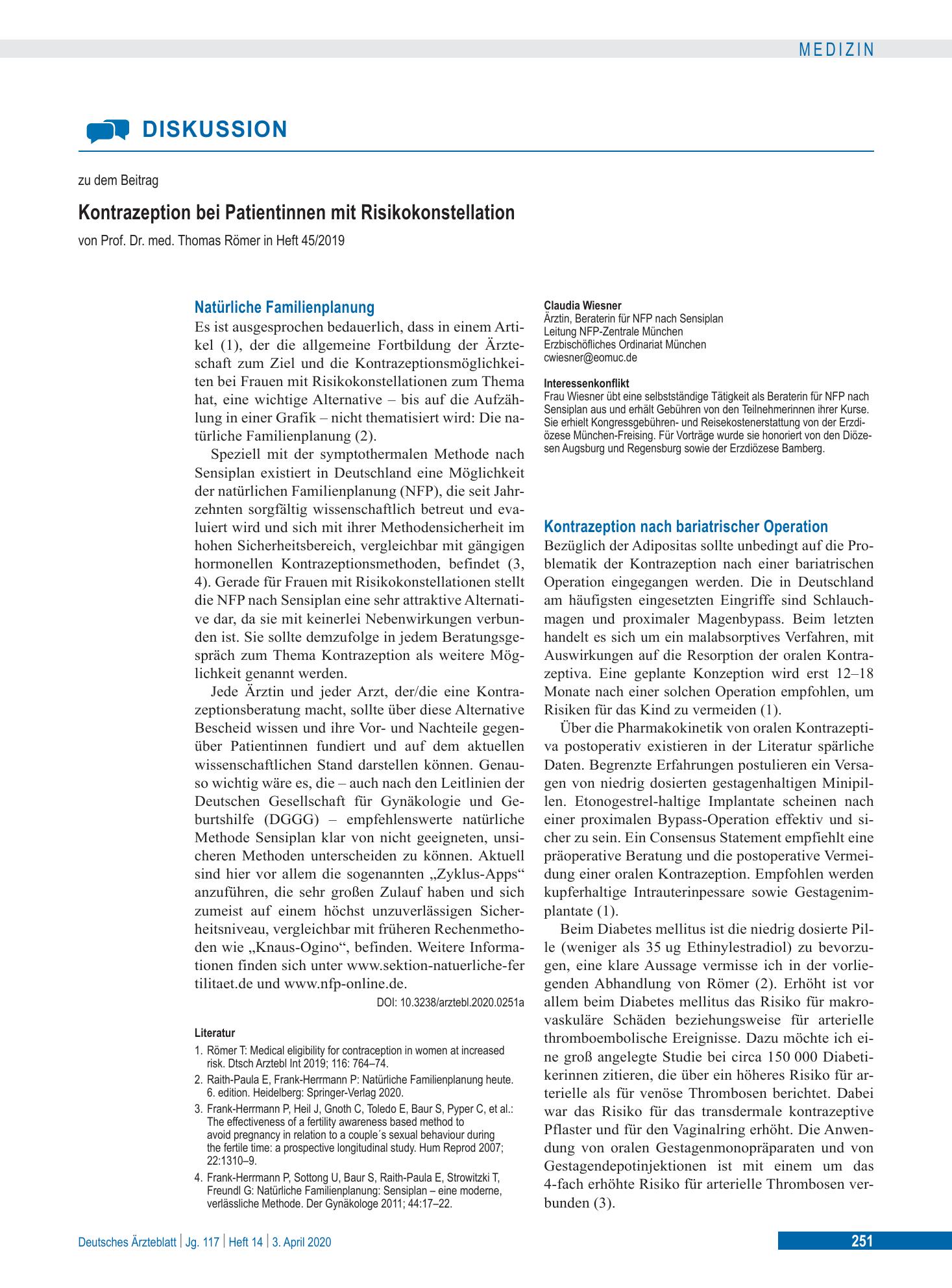 Vorschauseite 1: Kontrazeption nach bariatrischer Operation – Deutsches Ärzteblatt